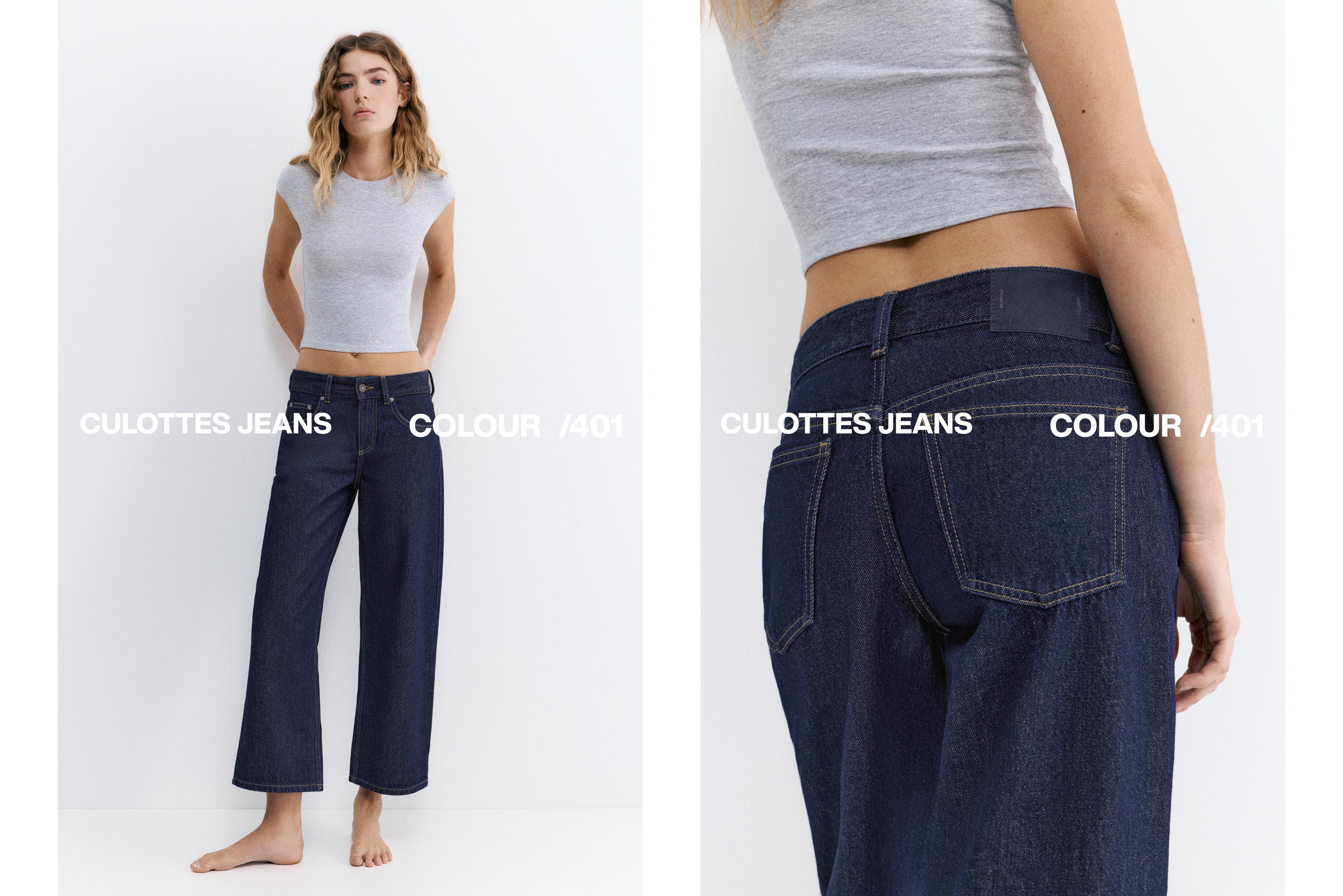 Low-rise culottes jeans — Navy