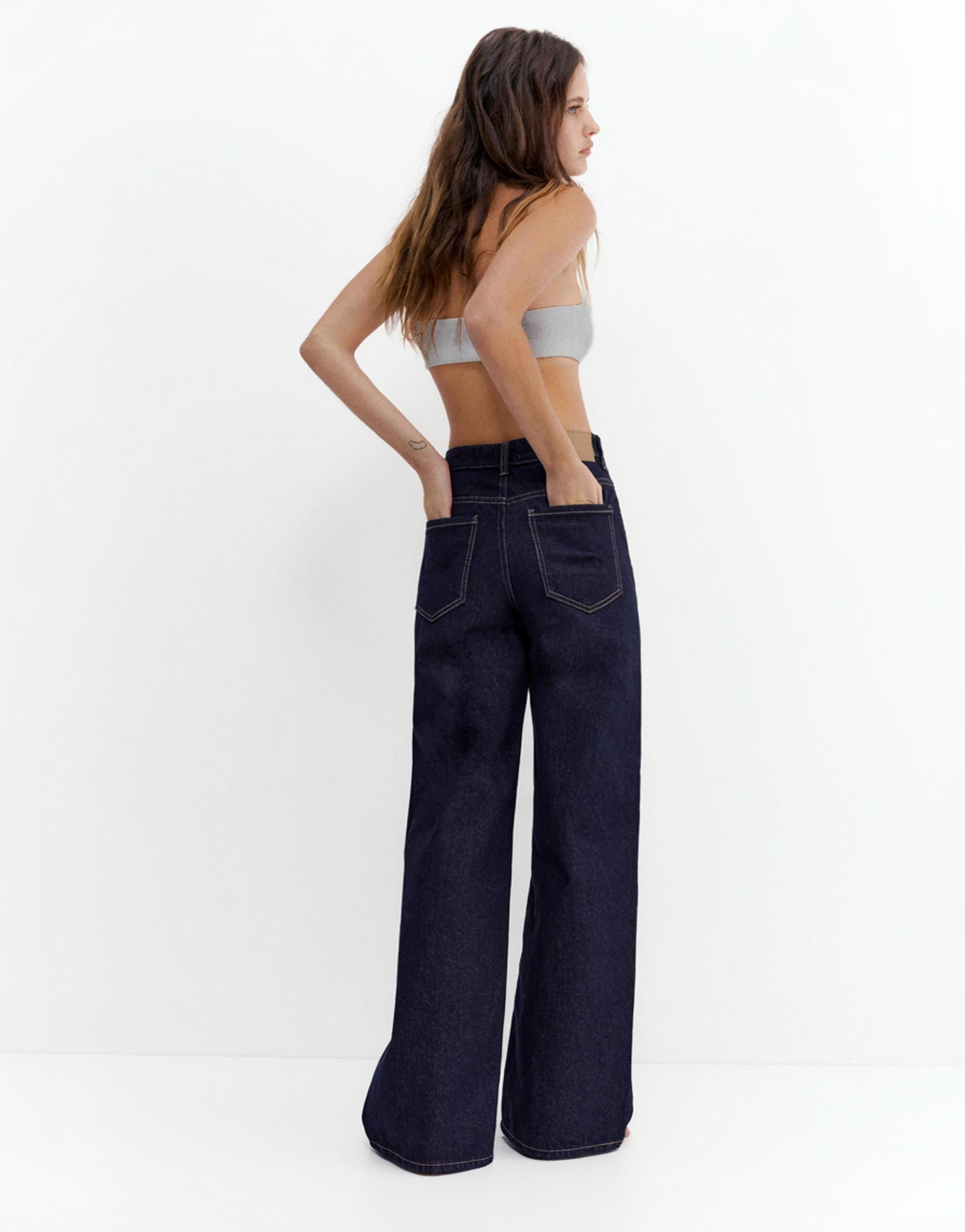 High-waist wide-leg jeans — Ink blue