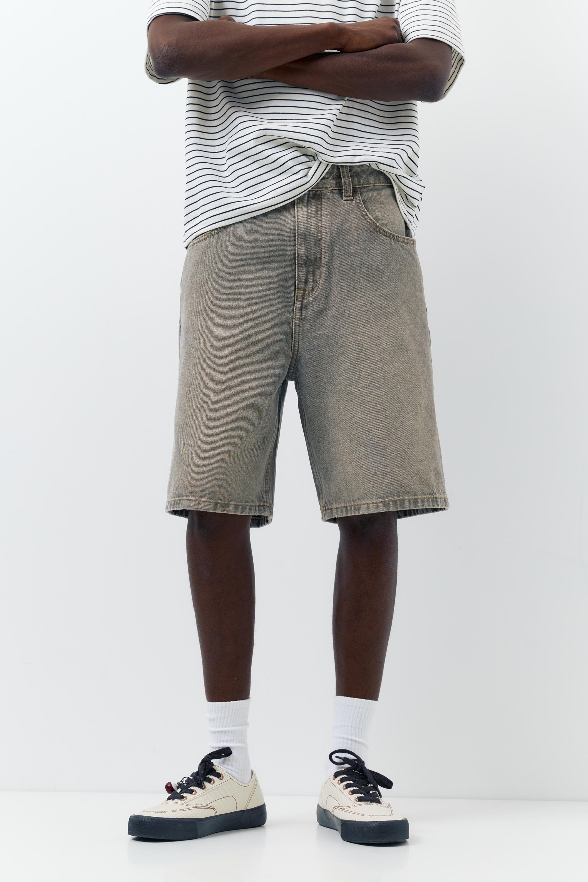 Baggy relaxed fit denim Bermuda shorts — Dark grey