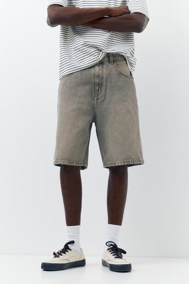 Baggy relaxed fit denim Bermuda shorts — Dark grey 5
