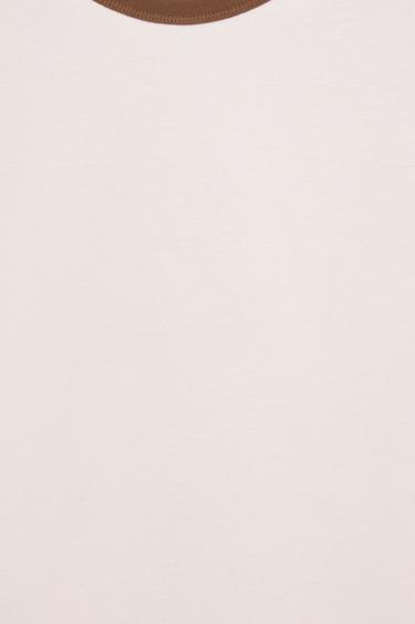 Contrast trim T-shirt — Pink 7