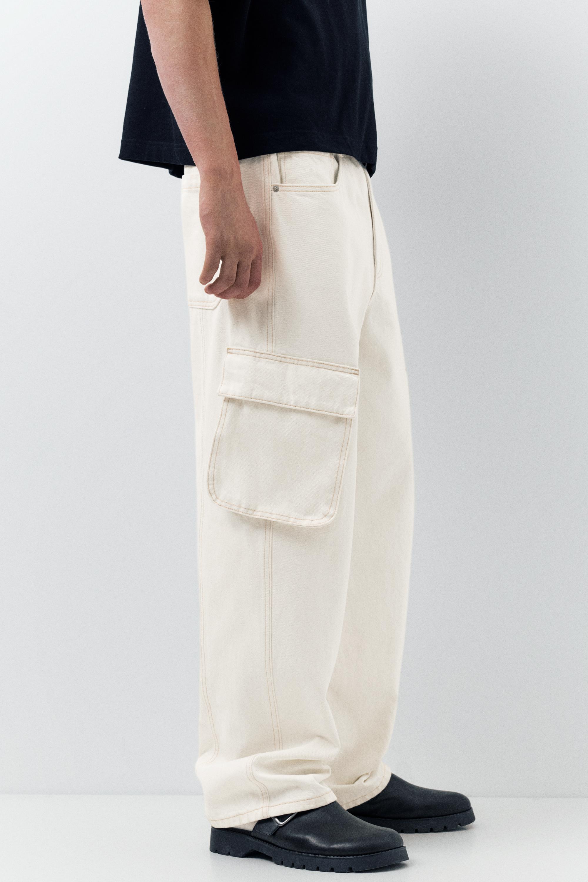 Baggy cargo jeans — White