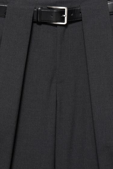 High-waist barrel trousers with pleats and belt — Dark grey 8