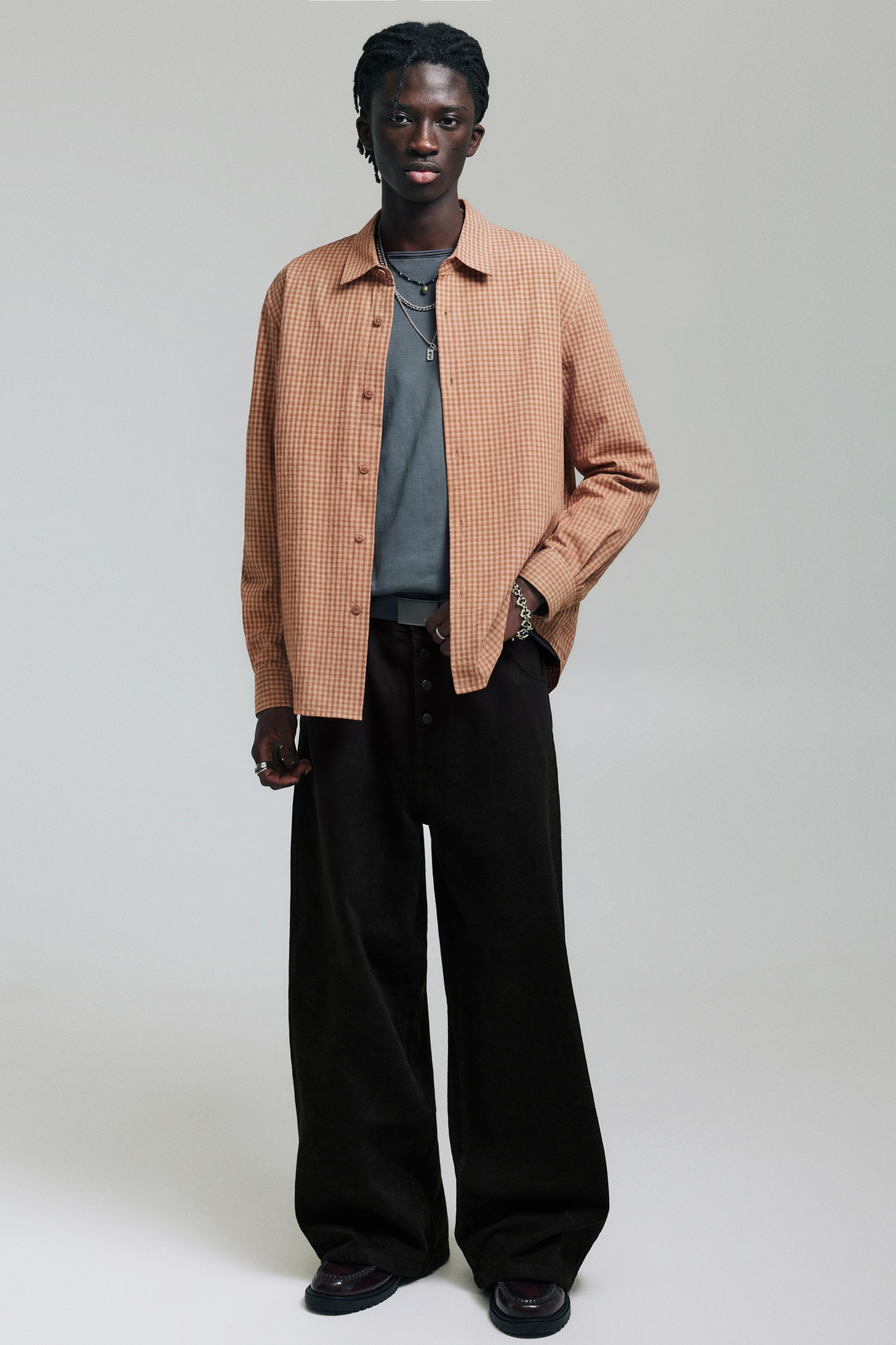 Laser print baggy jeans — Black