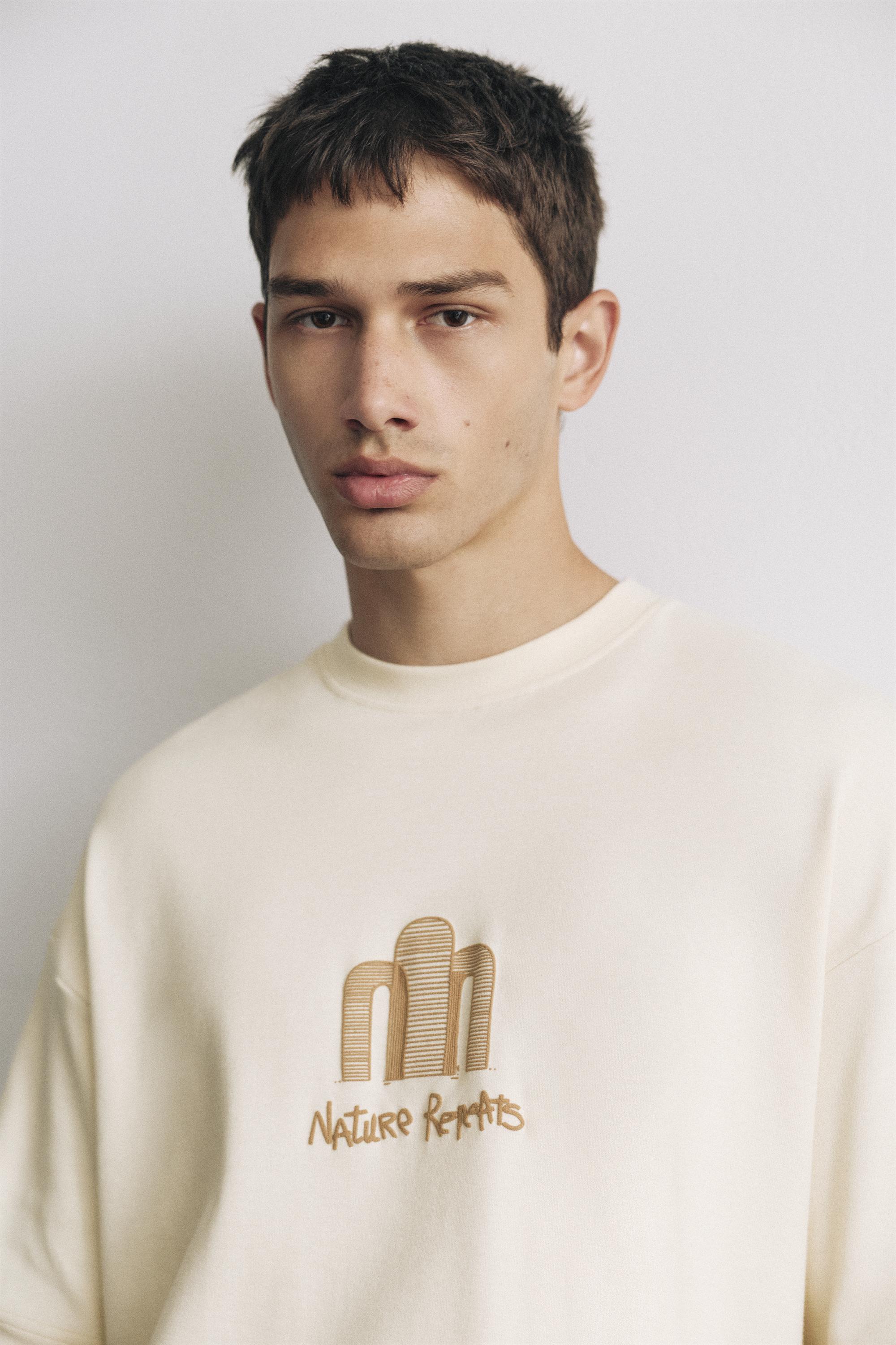 Short sleeve graphic sweatshirt — Sand
