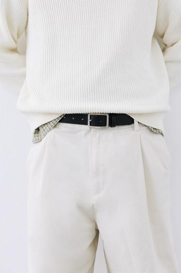 Leather effect square buckle belt — Black 2