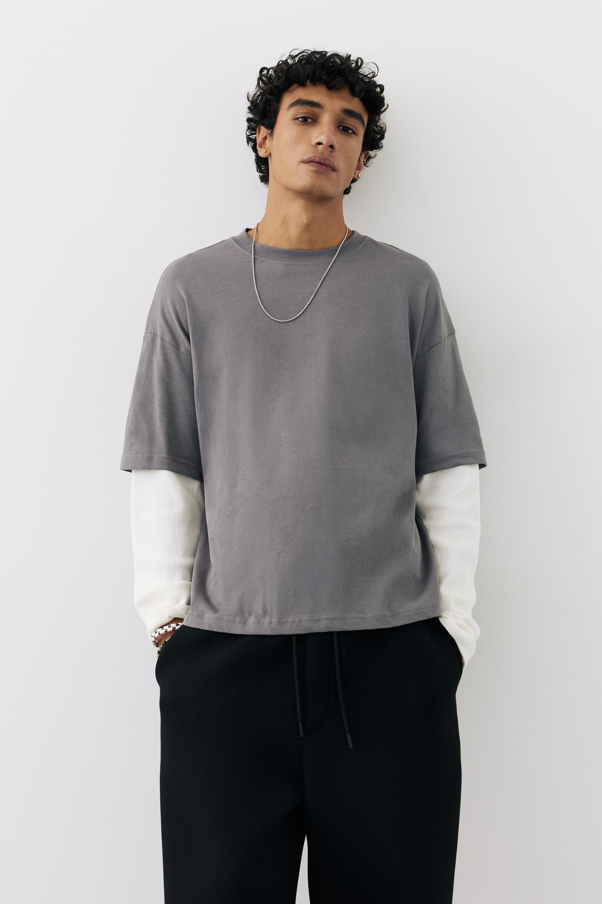 Double-layer long sleeve T-shirt — Anthracite grey
