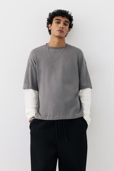 Double-layer long sleeve T-shirt — Anthracite grey 1