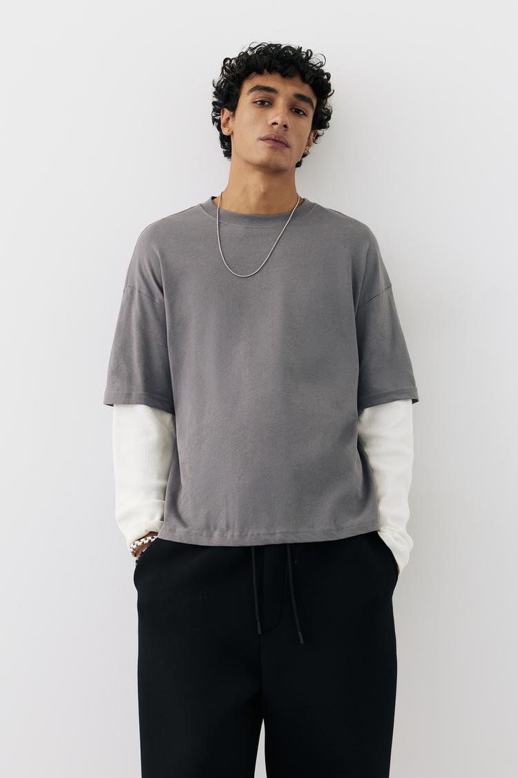 Double-layer long sleeve T-shirt — Anthracite grey