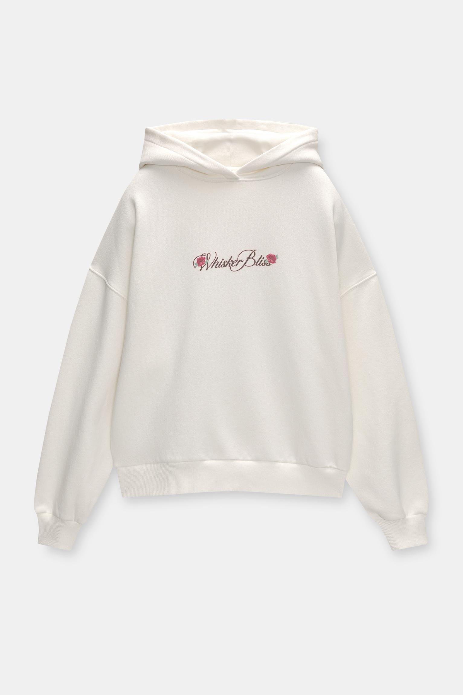 Kedi baskılı kapüşonlu sweatshirt