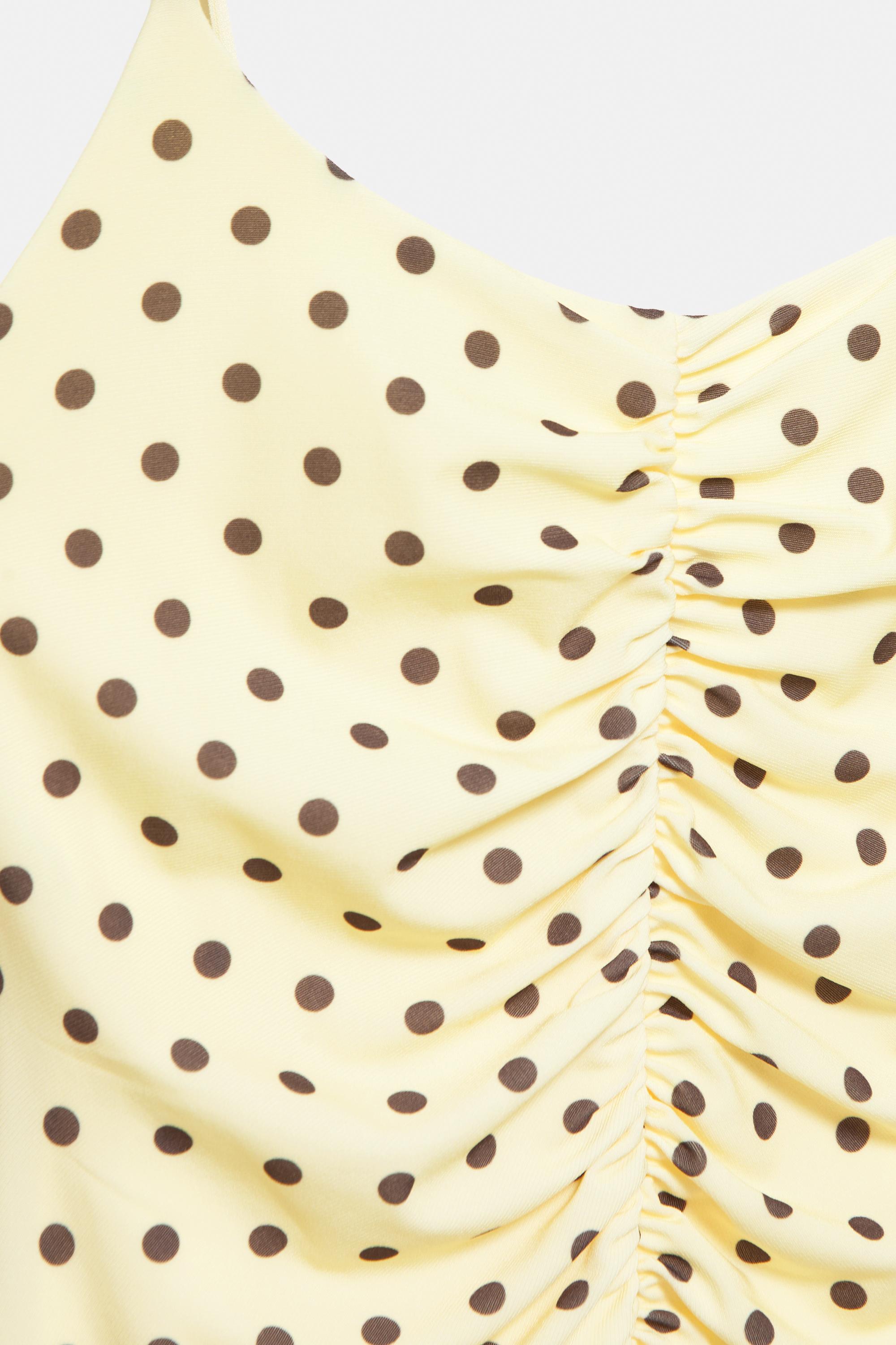 Short strappy gathered dress — Yellow
