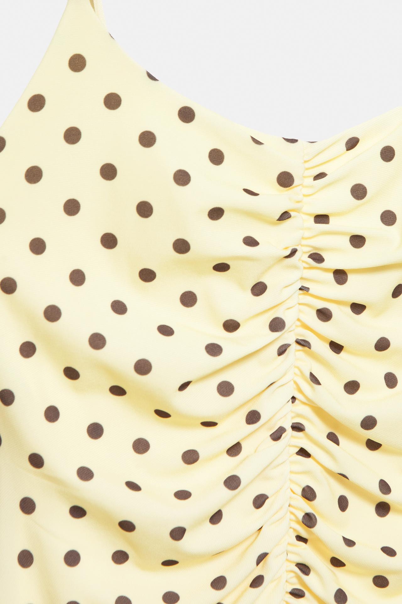 Short strappy gathered dress — Yellow