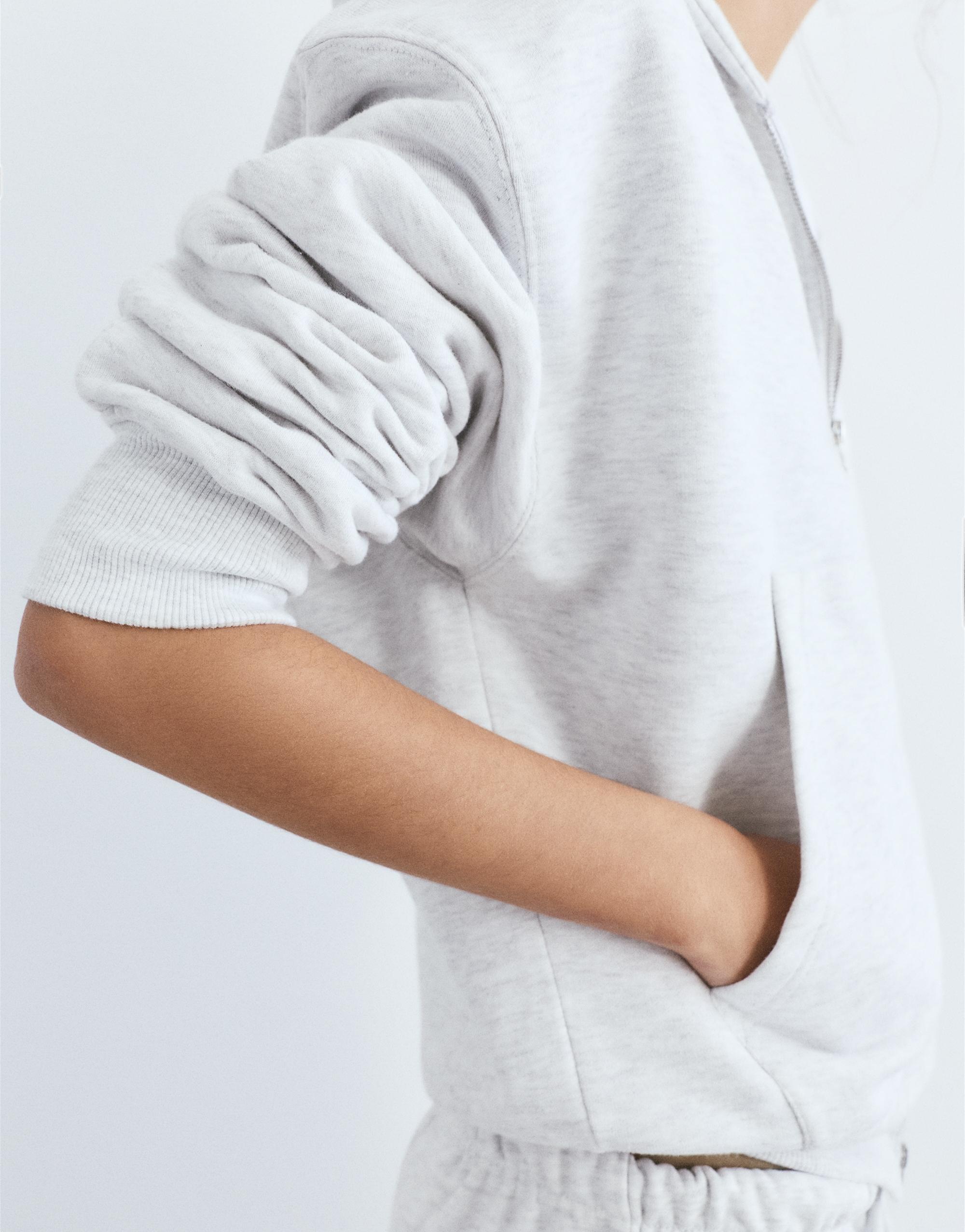Hoodie with zipper — Grey marl