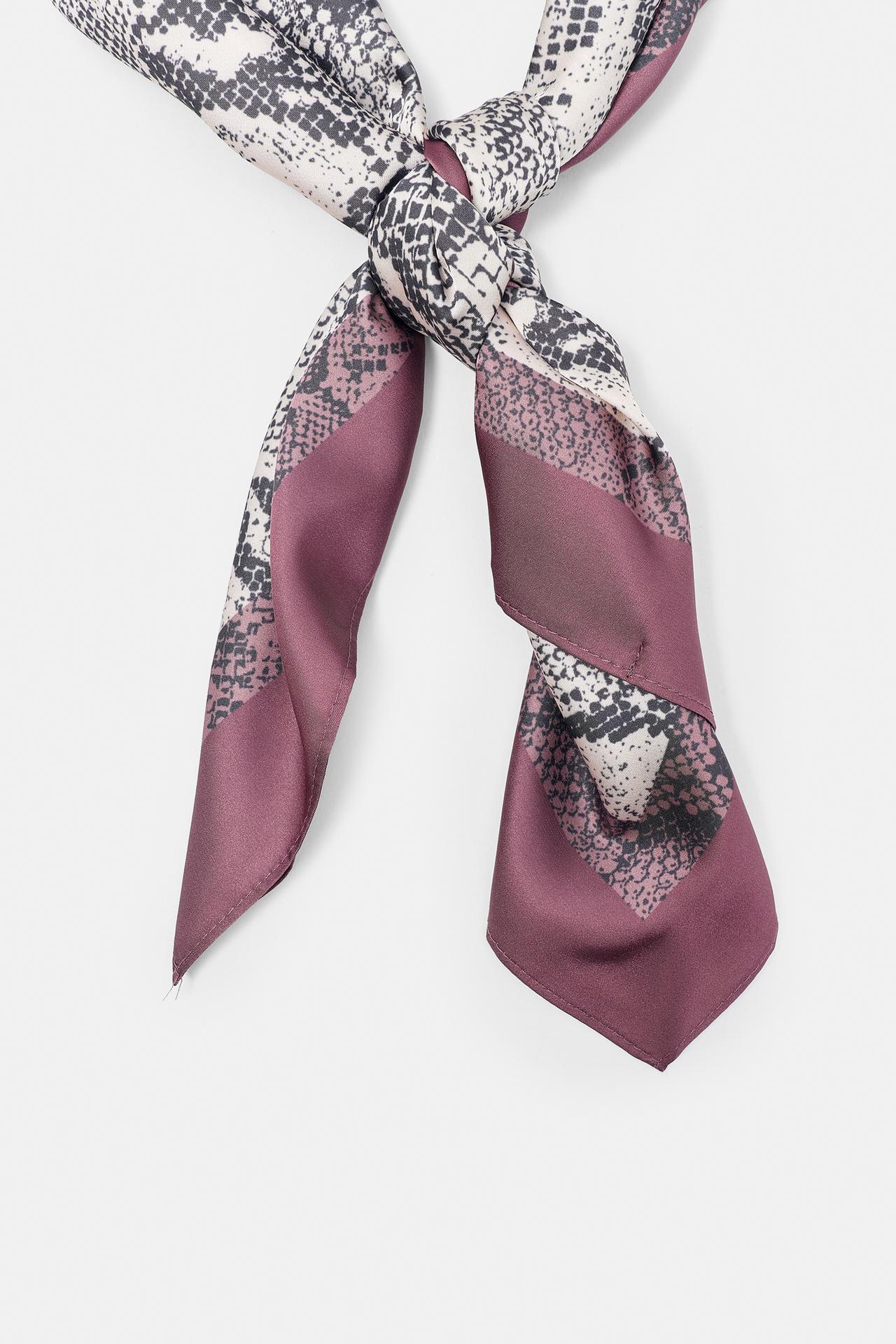 Bandana satin snakeskin print — Mauve pink