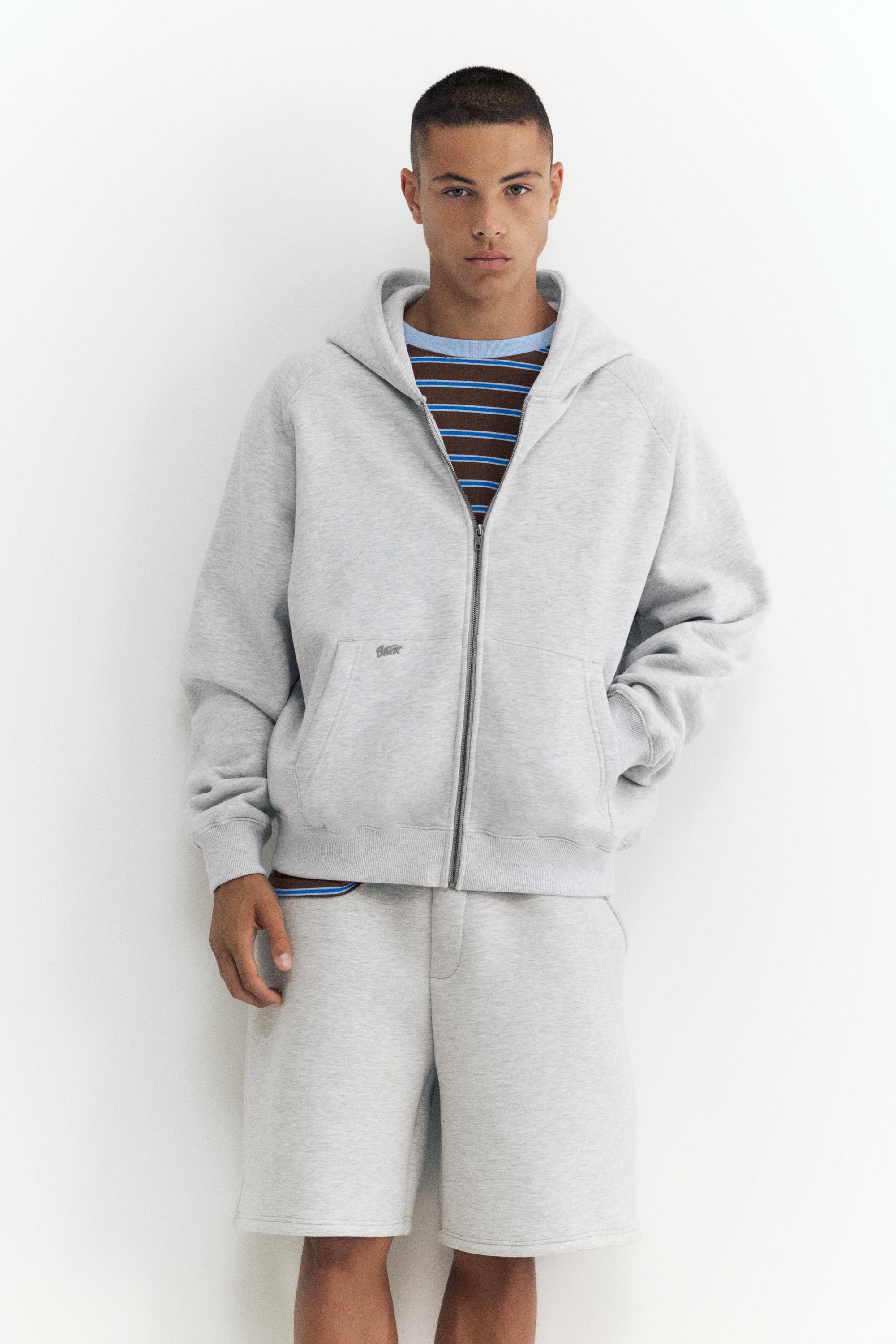 STWD zip-up hoodie — Grey marl