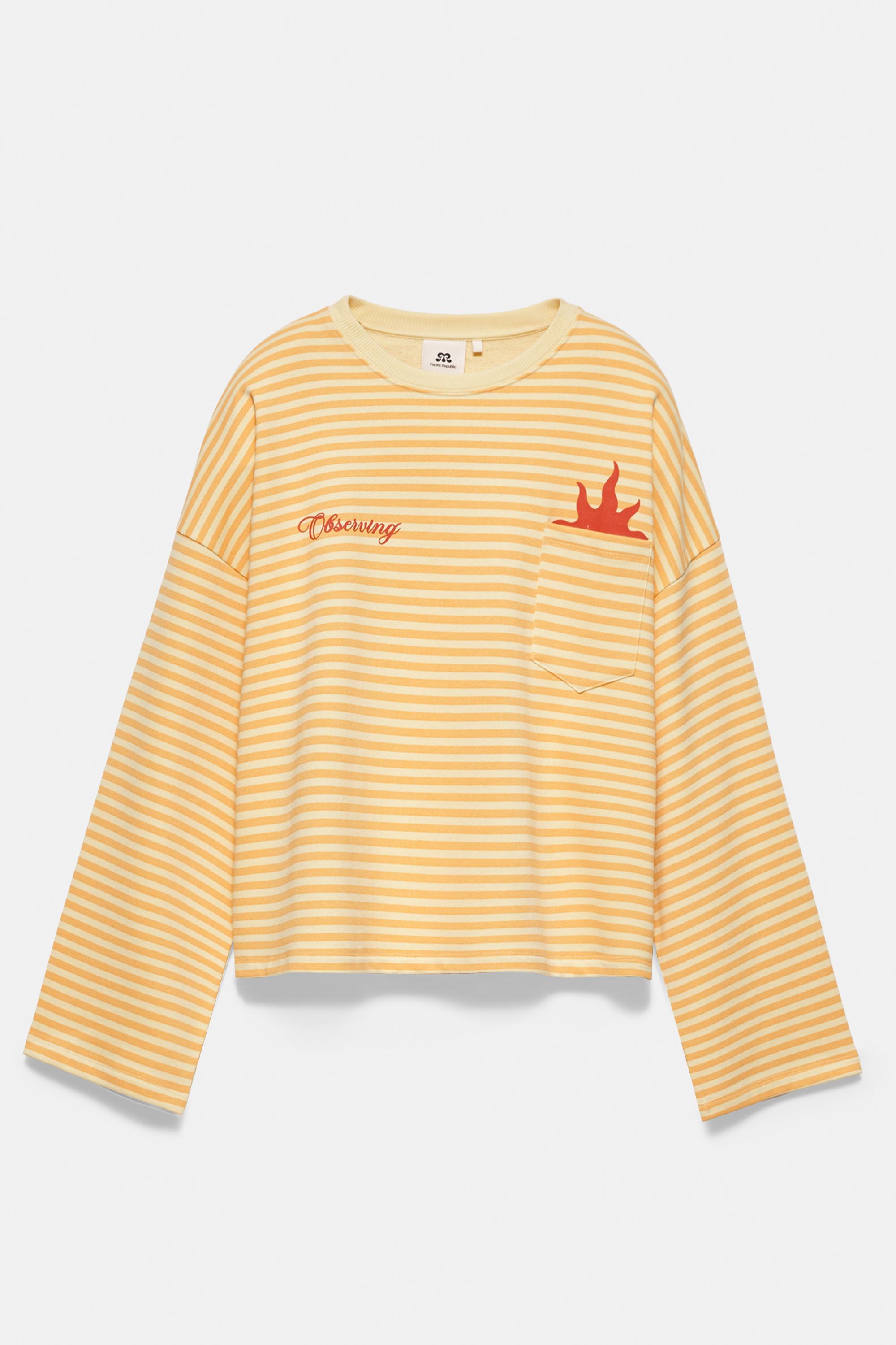 Oversized graphic striped sweatshirt — Yellow