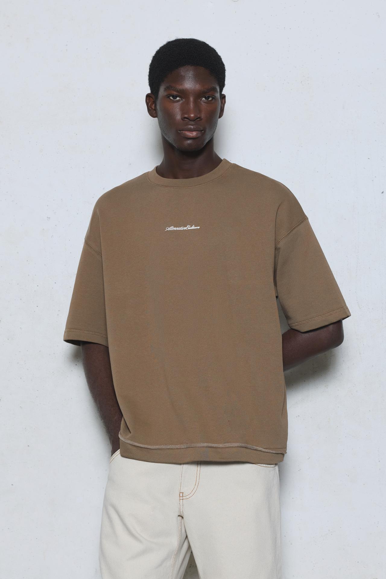 Short sleeve relaxed fit sweatshirt — Mole brown