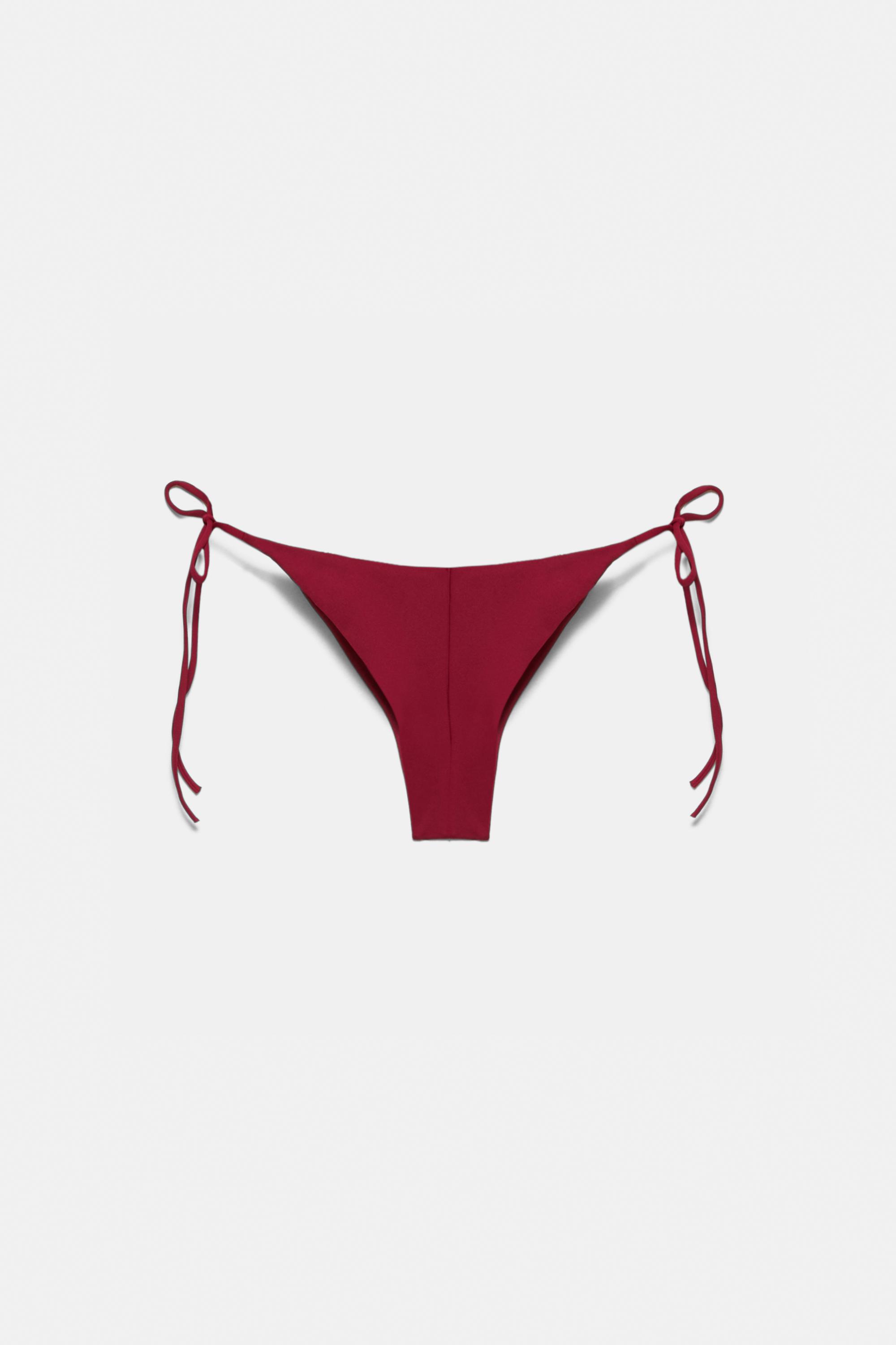 Draped bikini bottoms — Maroon