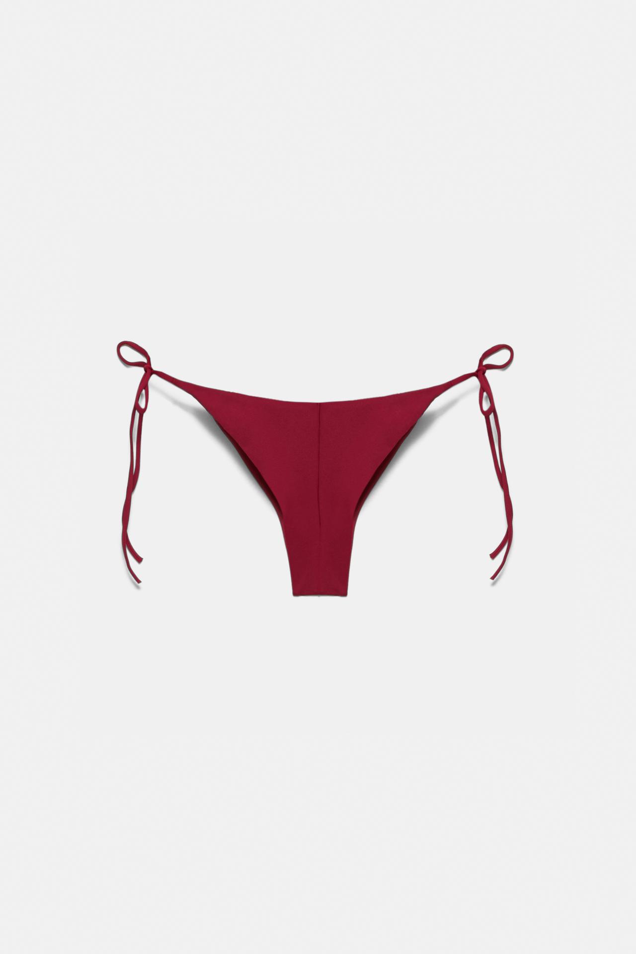 Draped bikini bottoms — Maroon