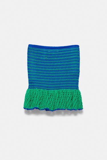Ruffled crochet mini skirt — Green 7