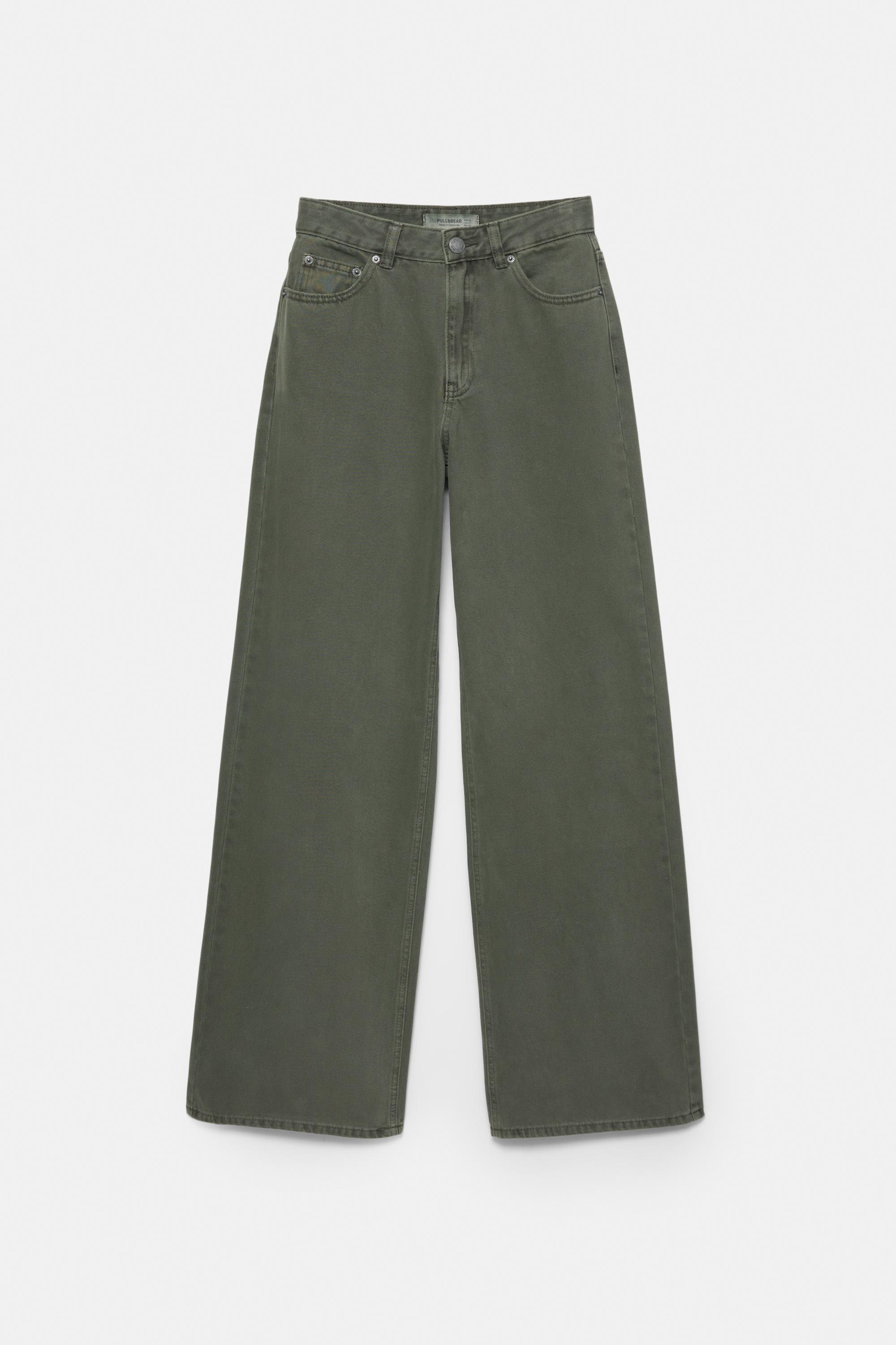 High-waist wide-leg jeans — Khaki