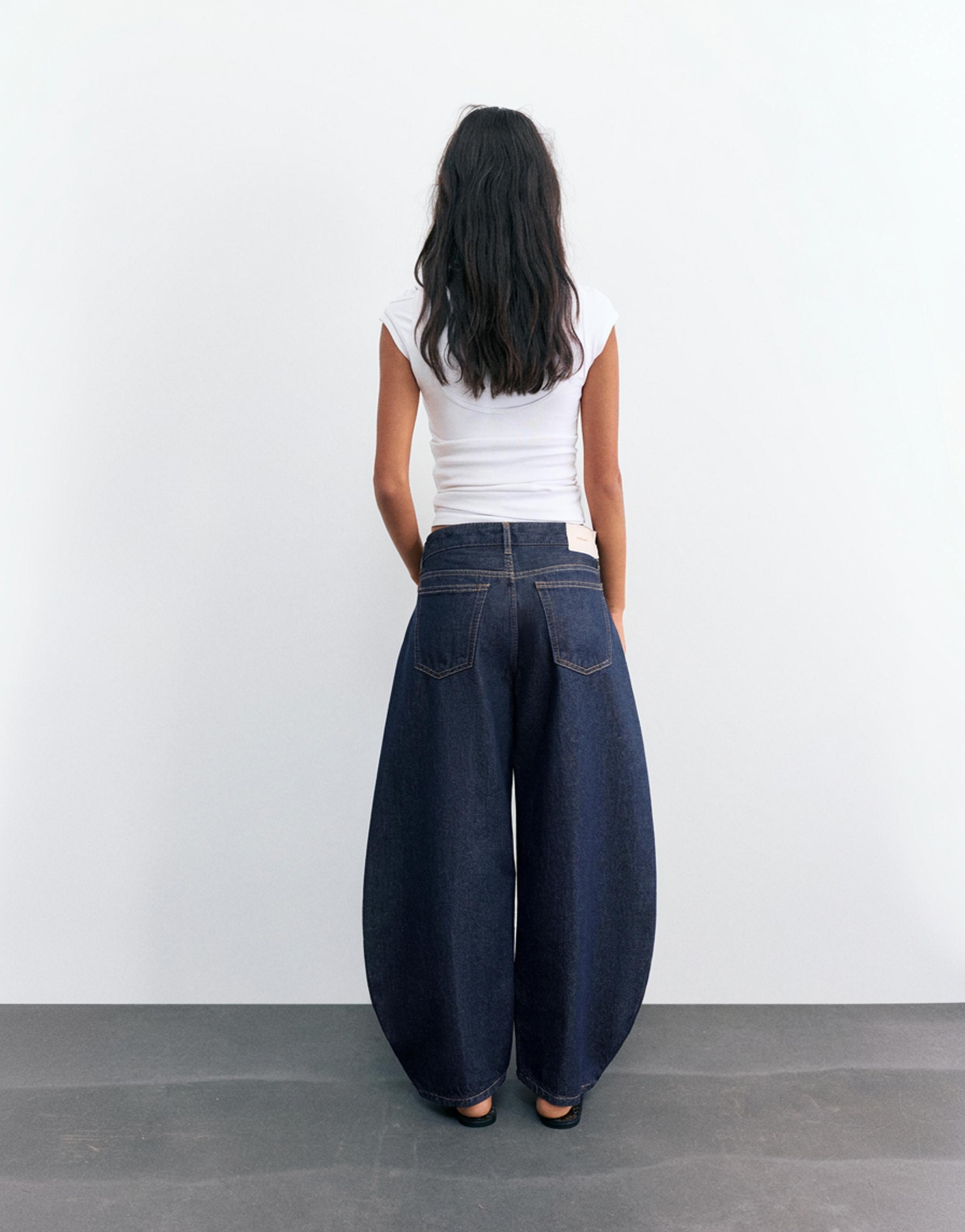 Low-rise barrel jeans — Navy