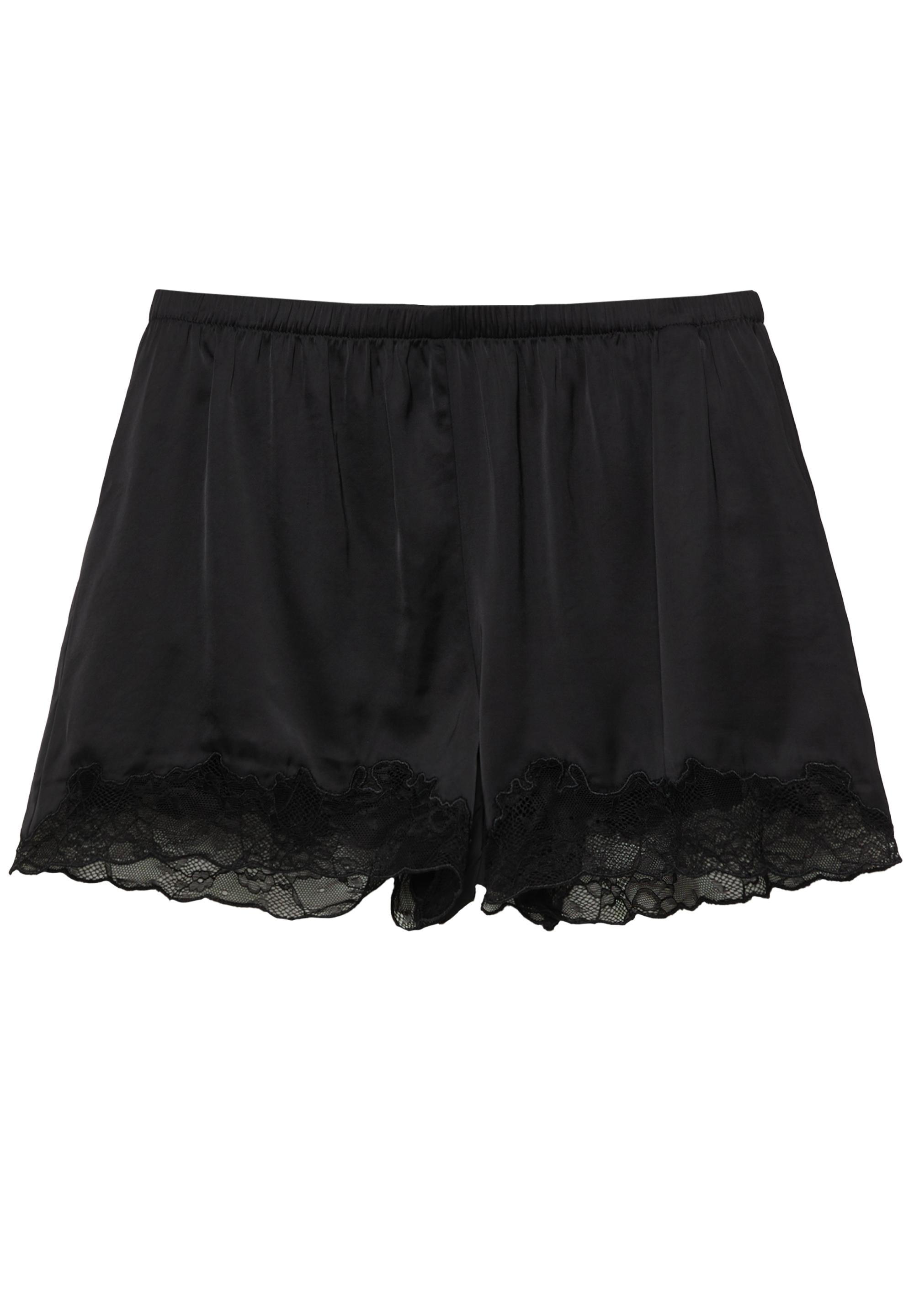 Satin lace cami shorts — Black