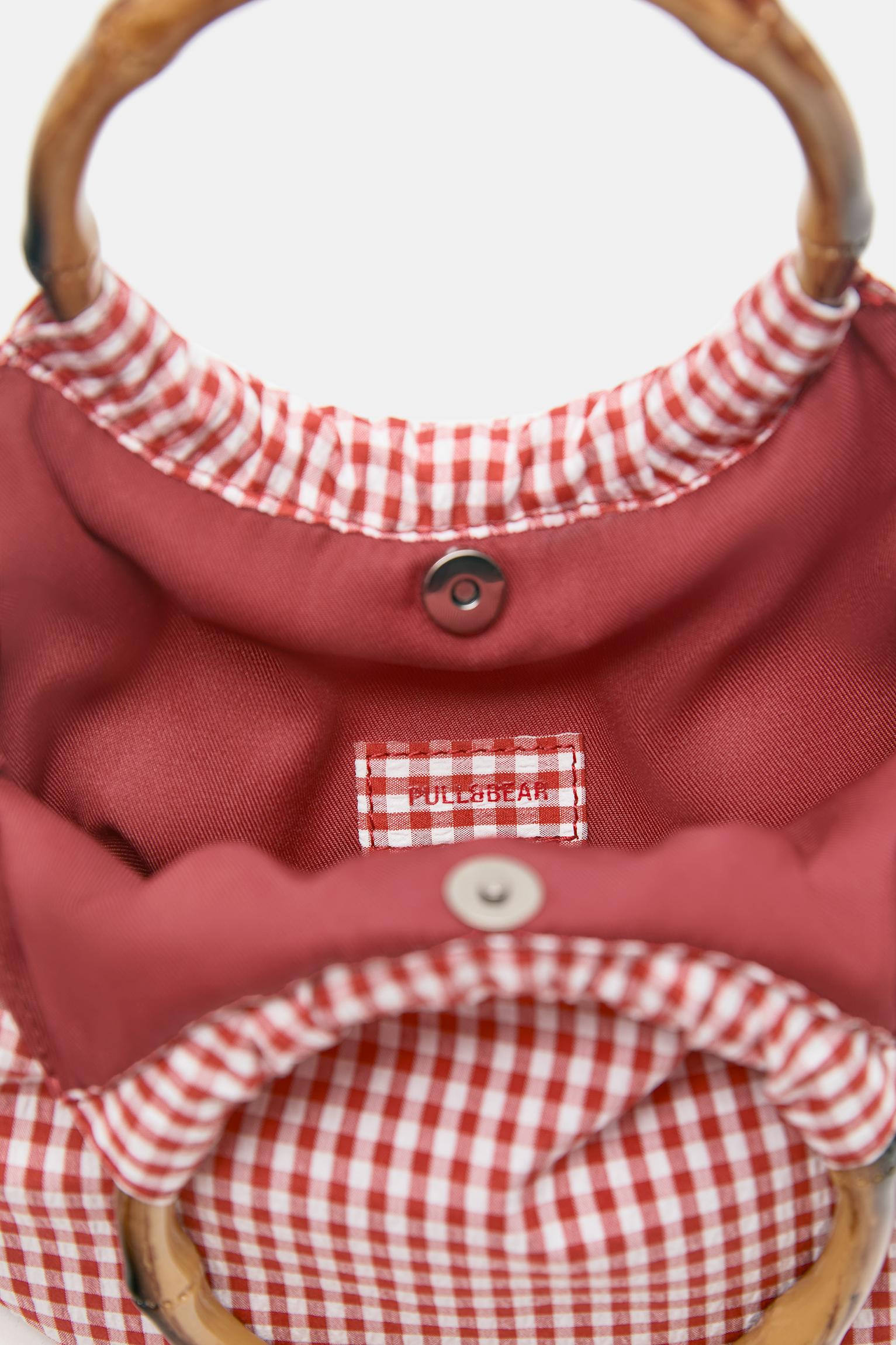 Gingham print handbag — Red