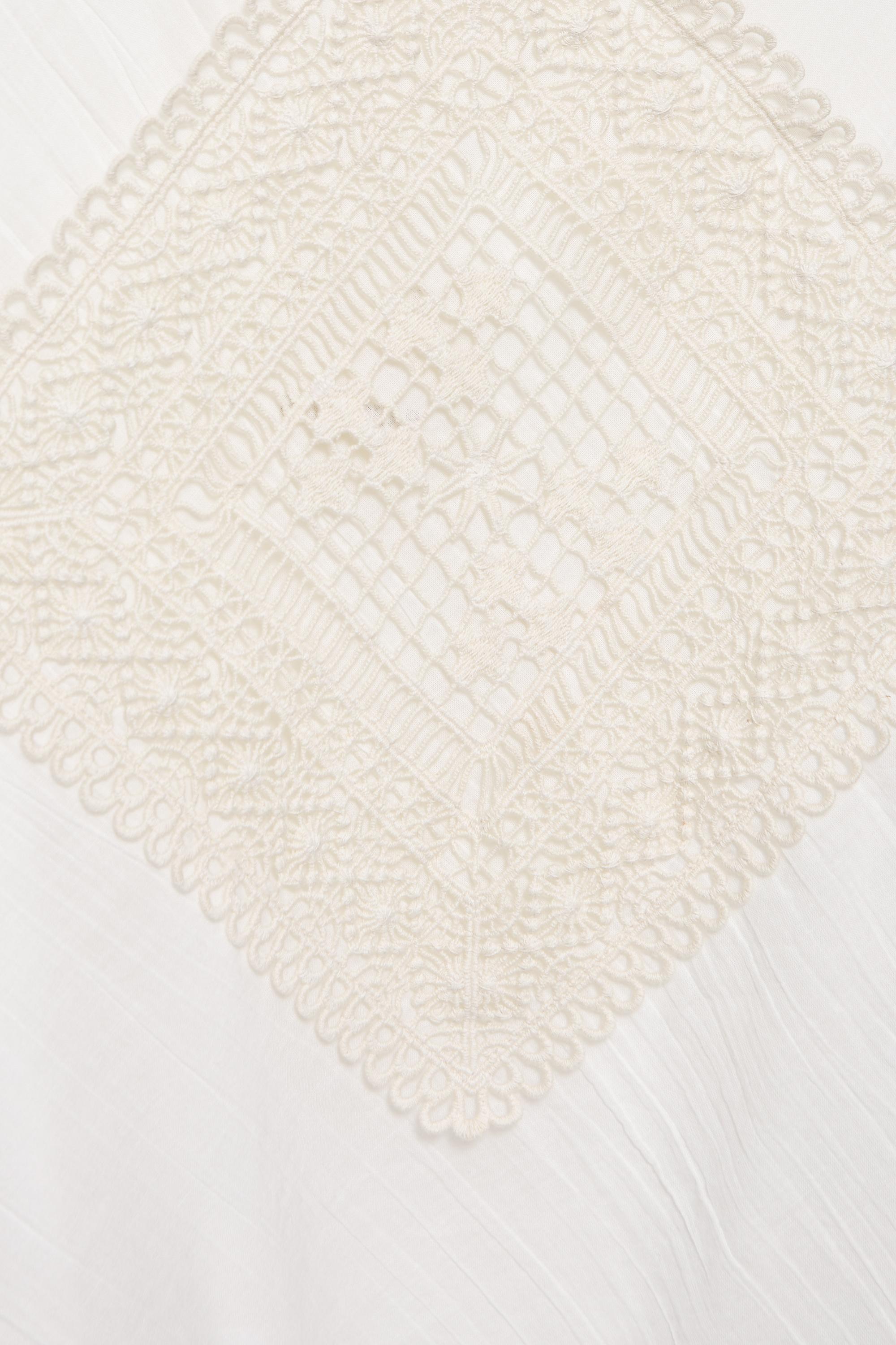Asymmetric white crochet top — White