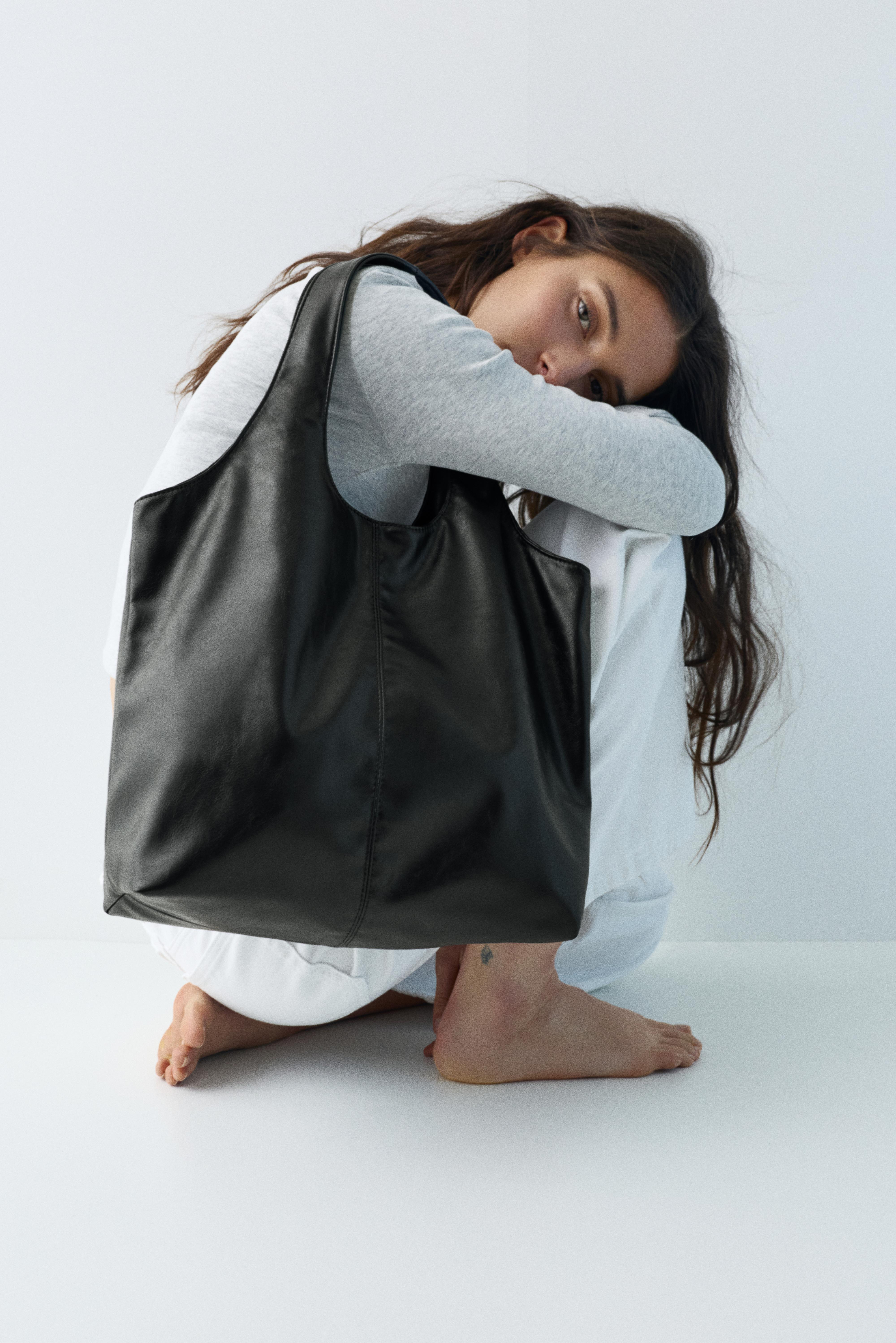 Faux leather shopper bag — Black
