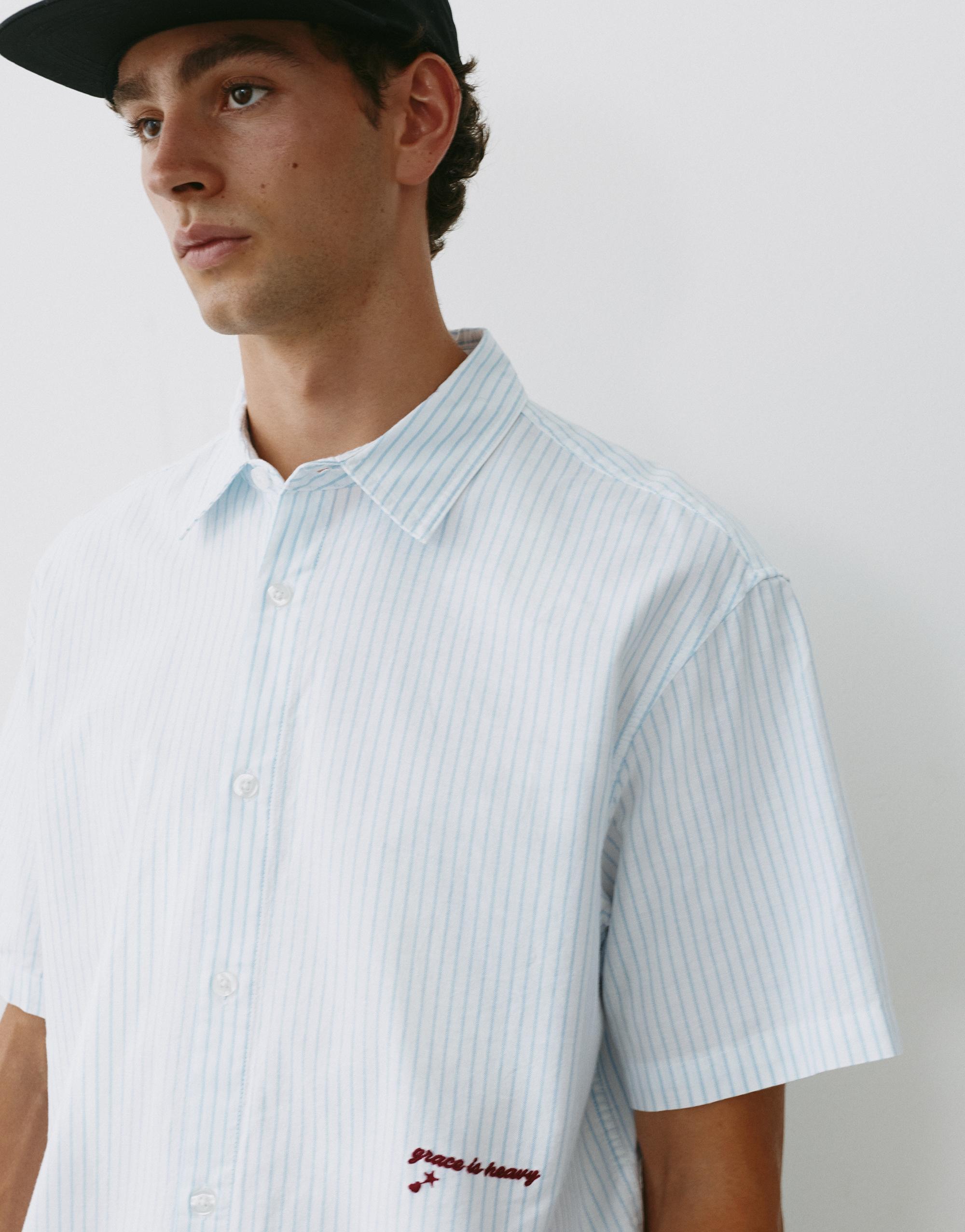Striped short sleeve shirt — Pale ecru