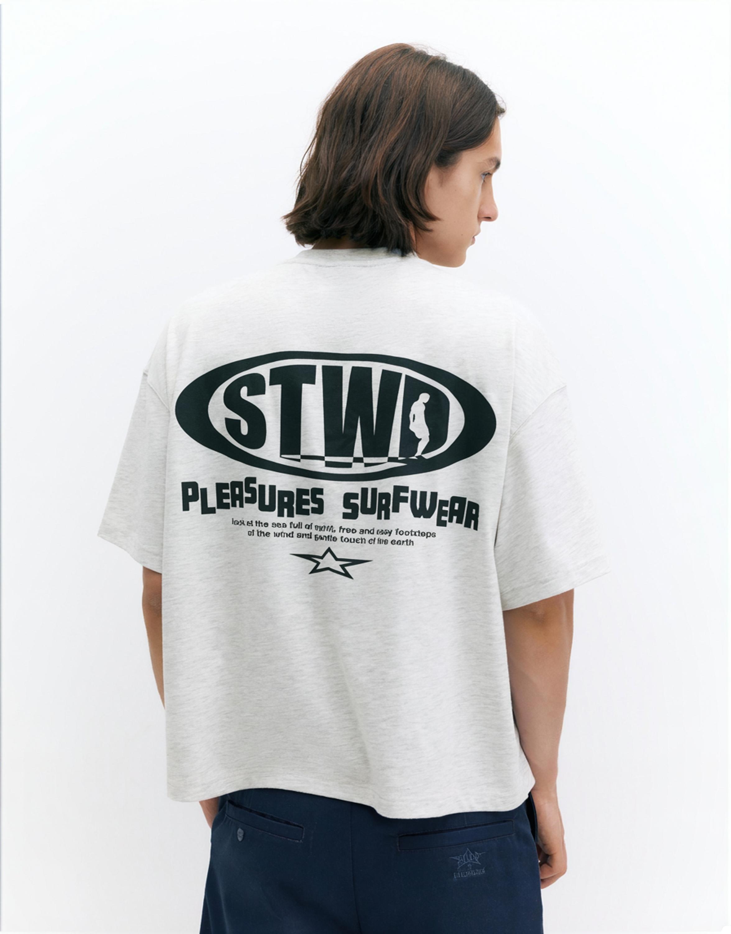 Pleasures x STWD boxy T-shirt — Grey/Taupe brown