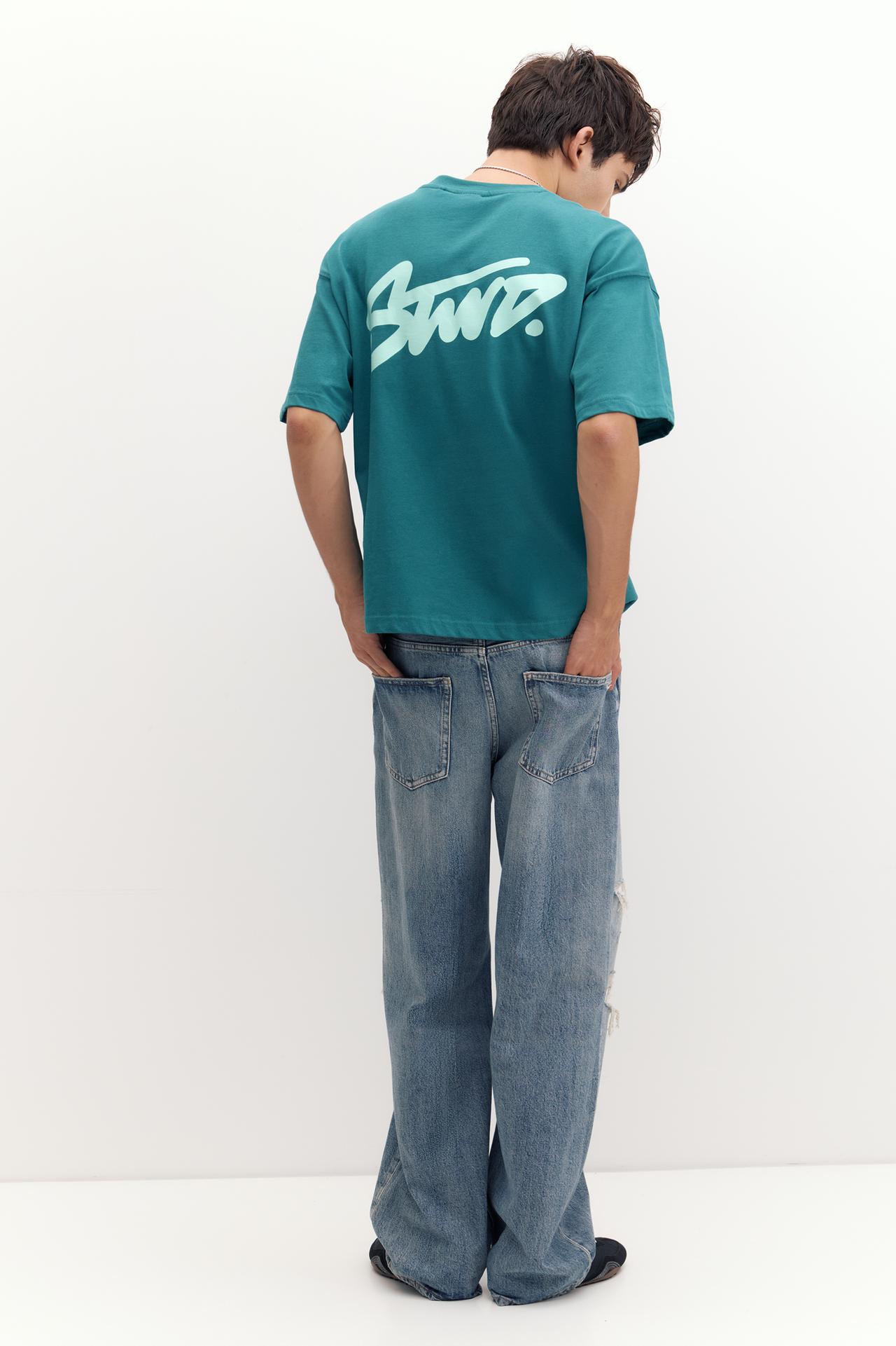 STWD logo boxy T-shirt — Medium green