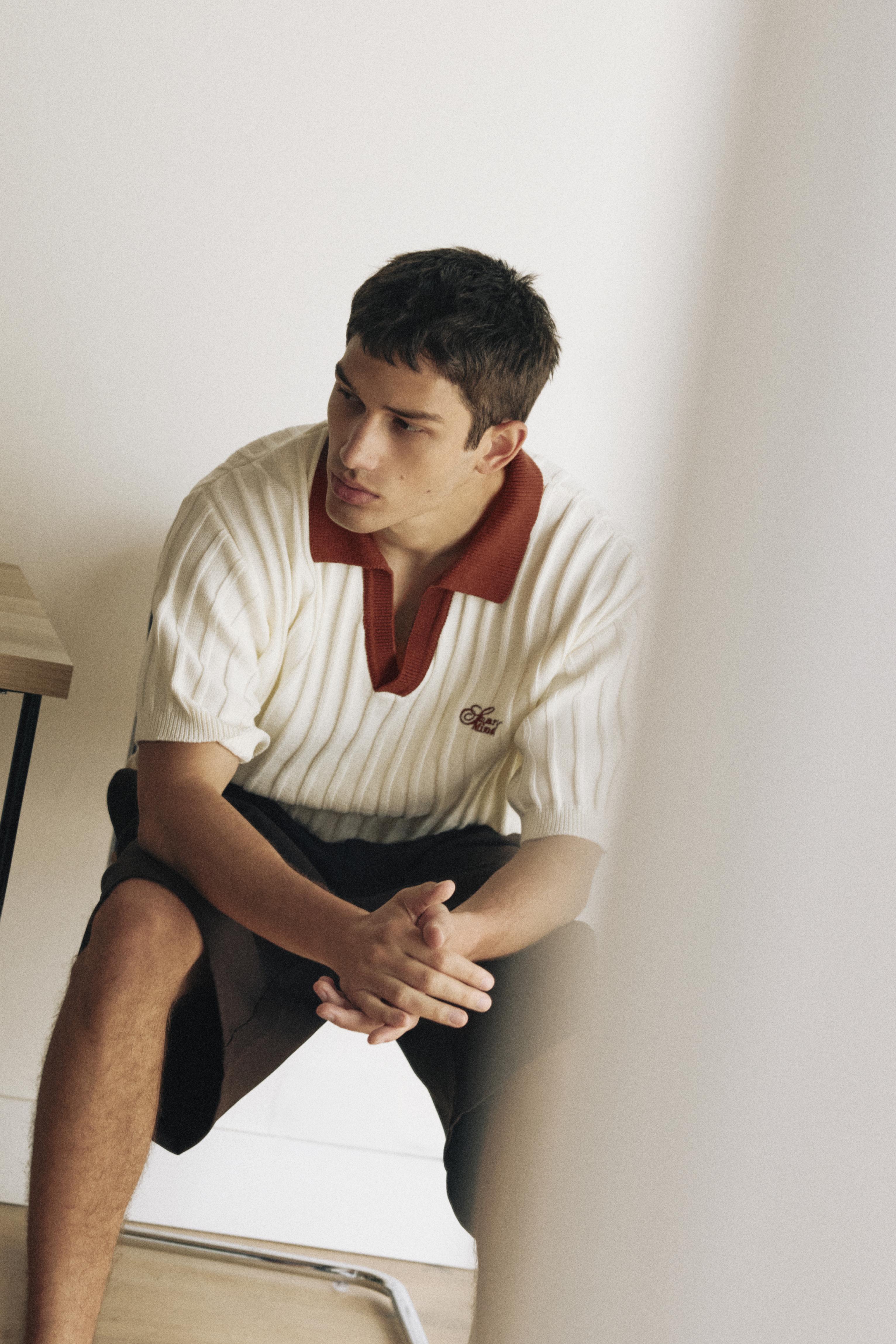 Contrast collar polo shirt — Off white