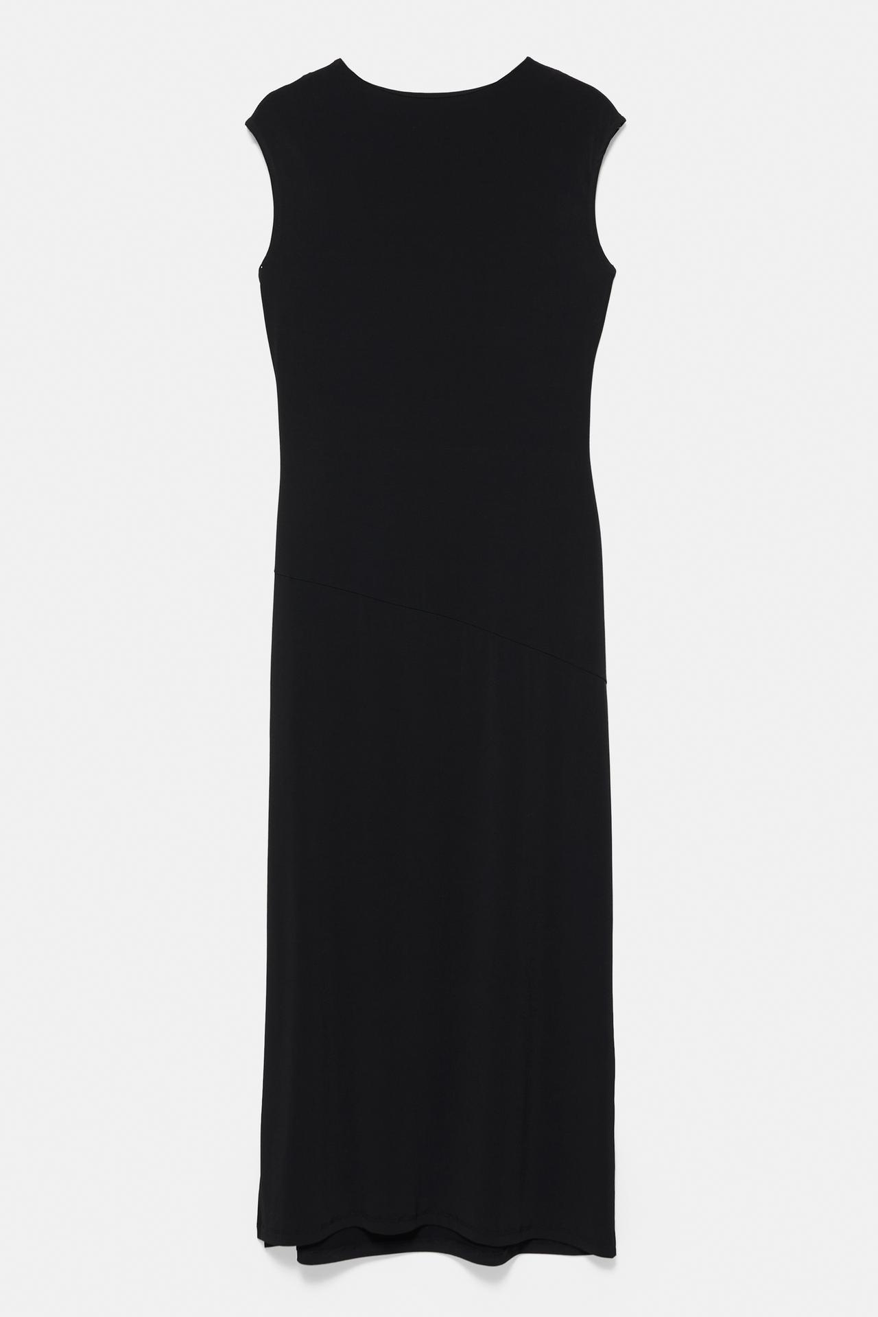 Short sleeve dress with gathering — Black