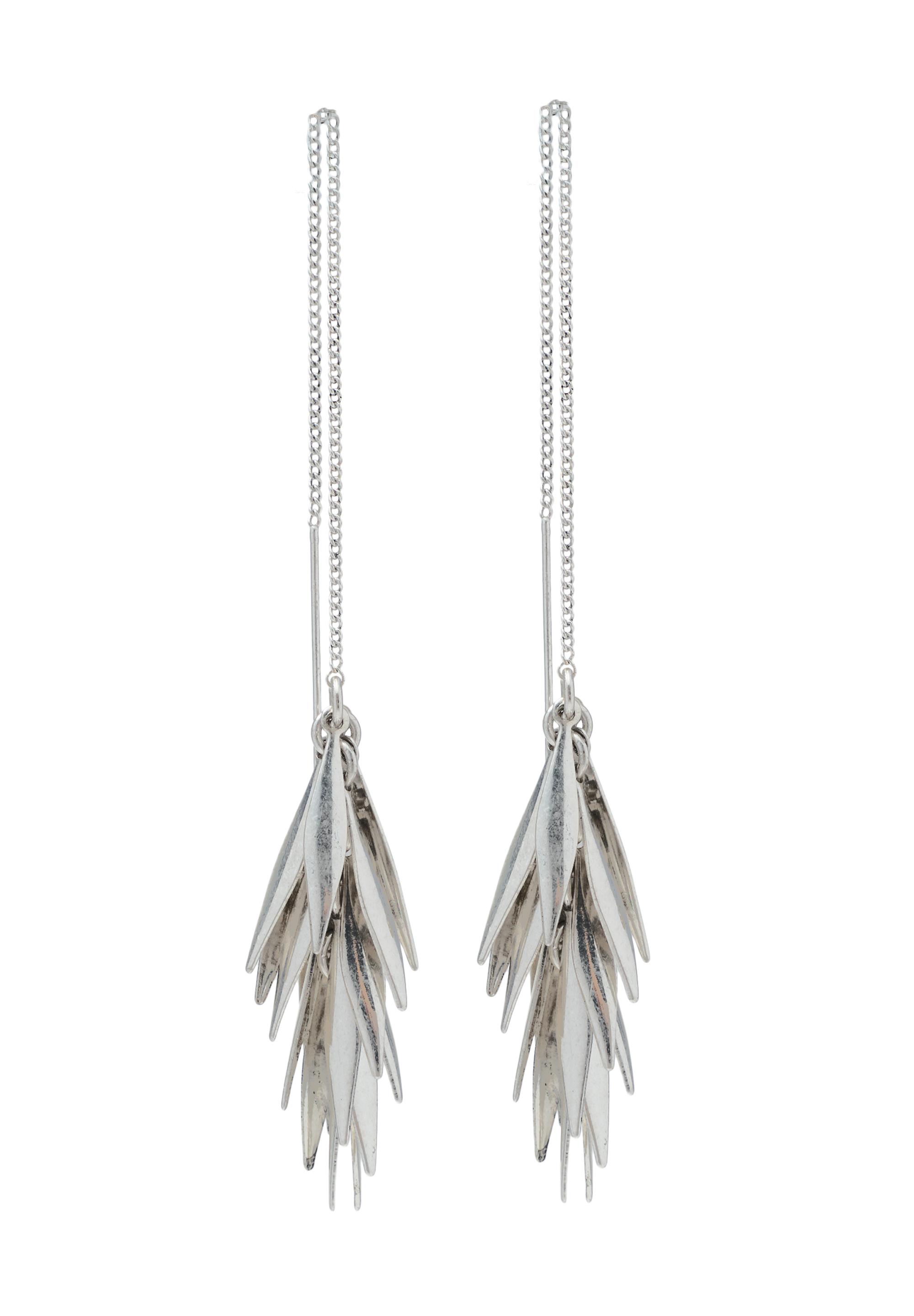 Leaf dangle earrings — Silver
