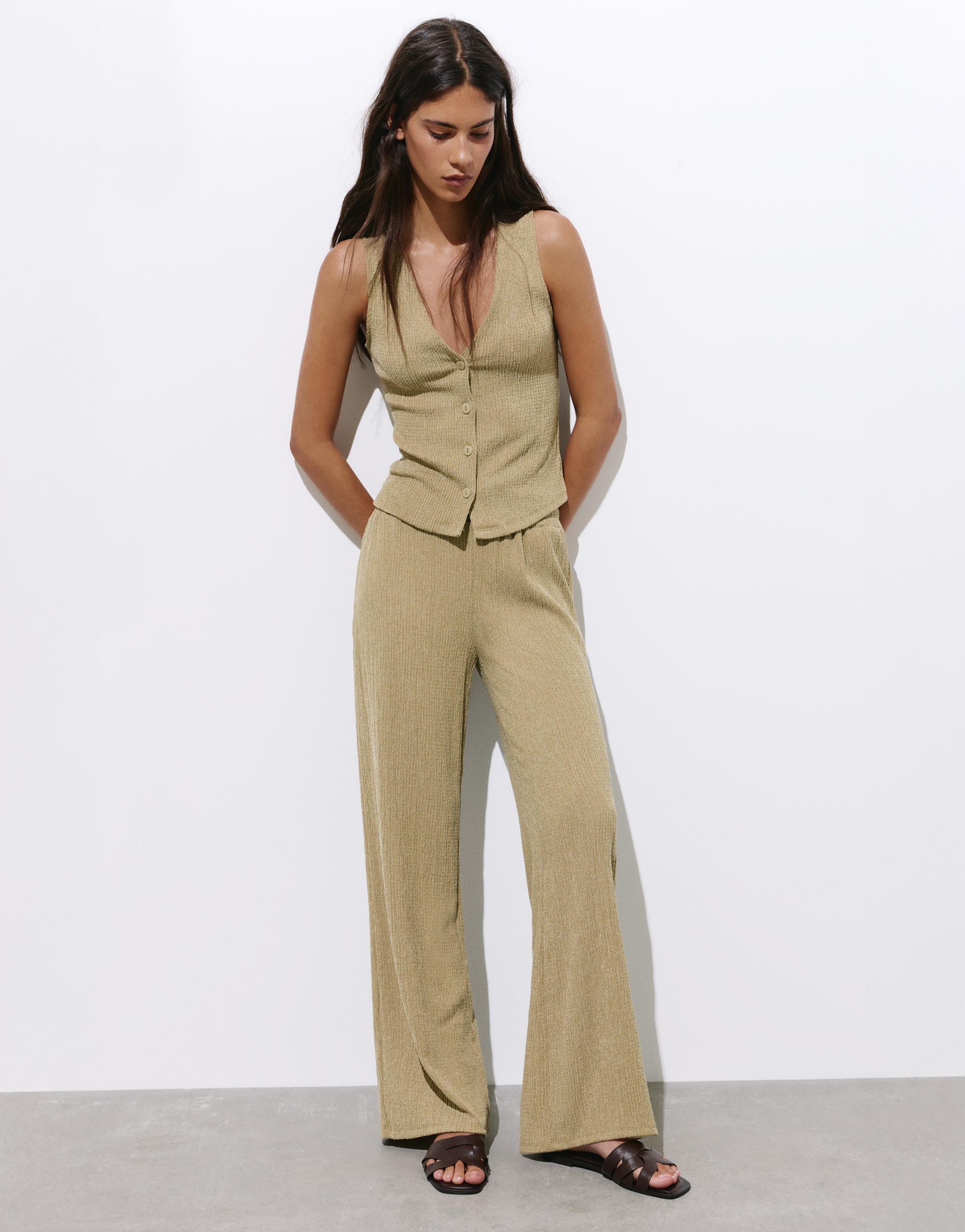 Crepe vest — Khaki