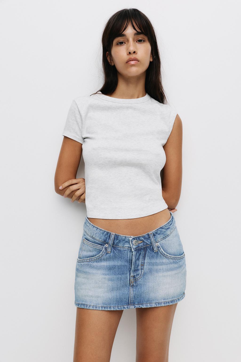 Mini jupe culotte en jean pull&bear