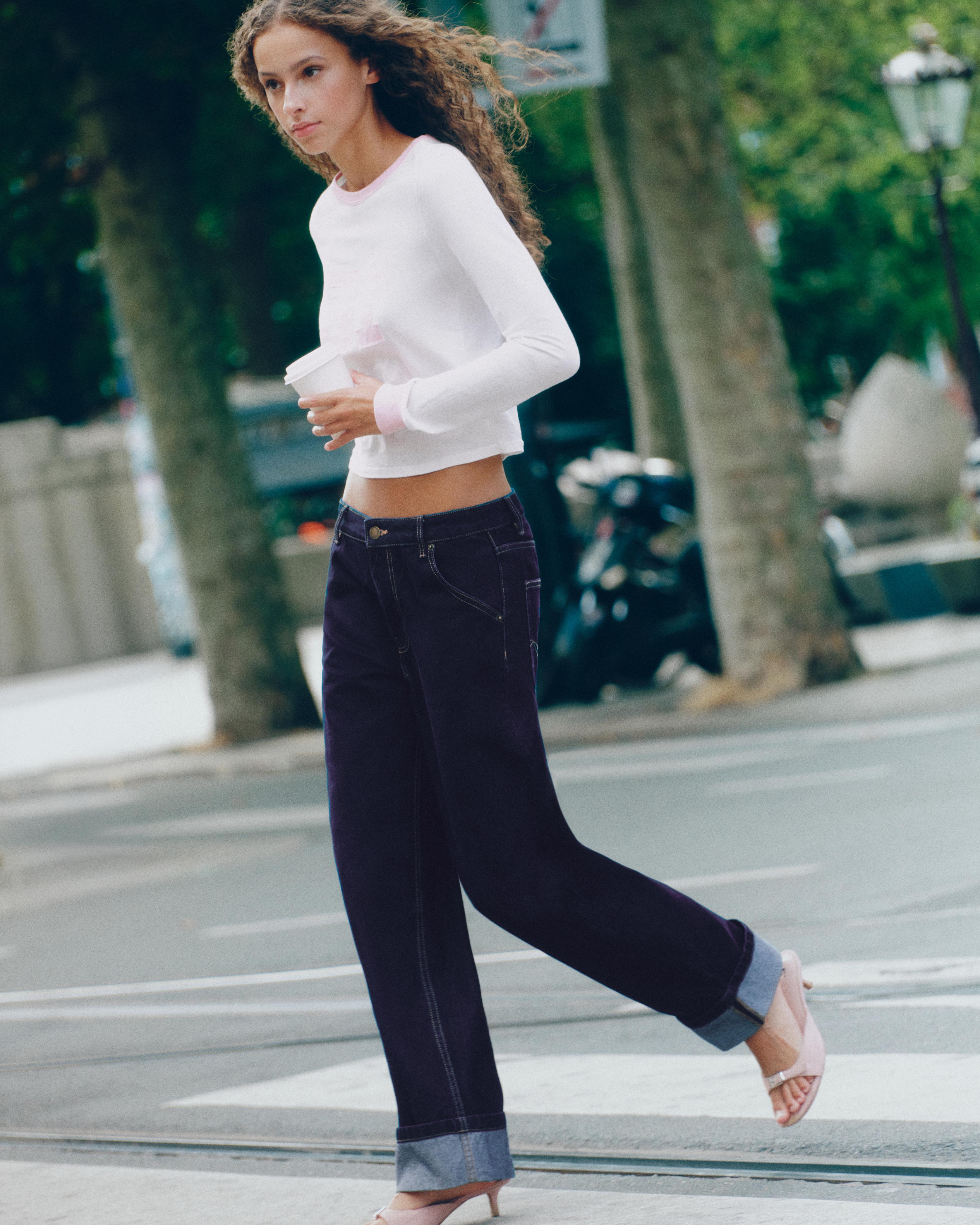 Turn-up hem jeans — Dark navy