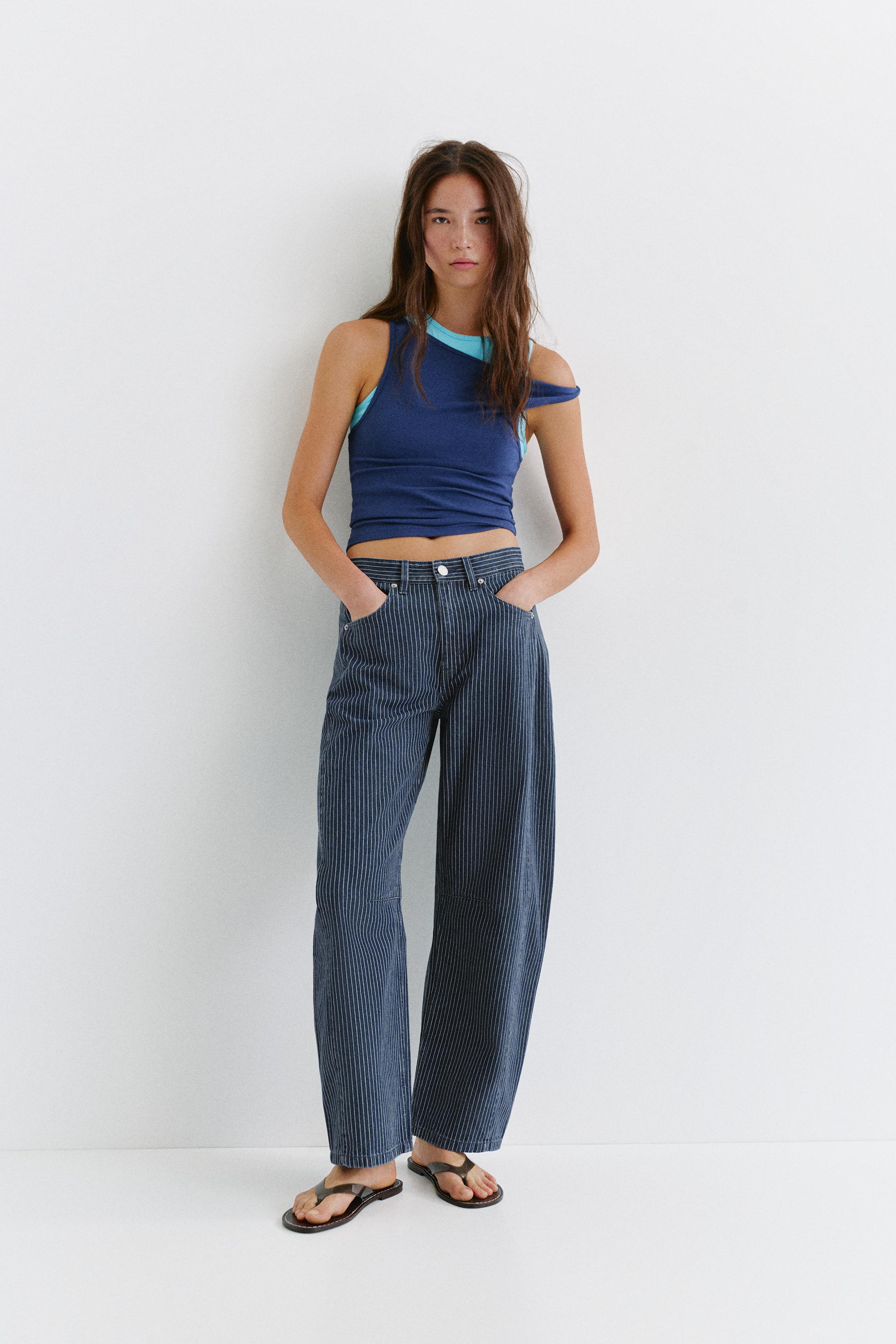 Dikişli çizgili balon jean - Görsel 19