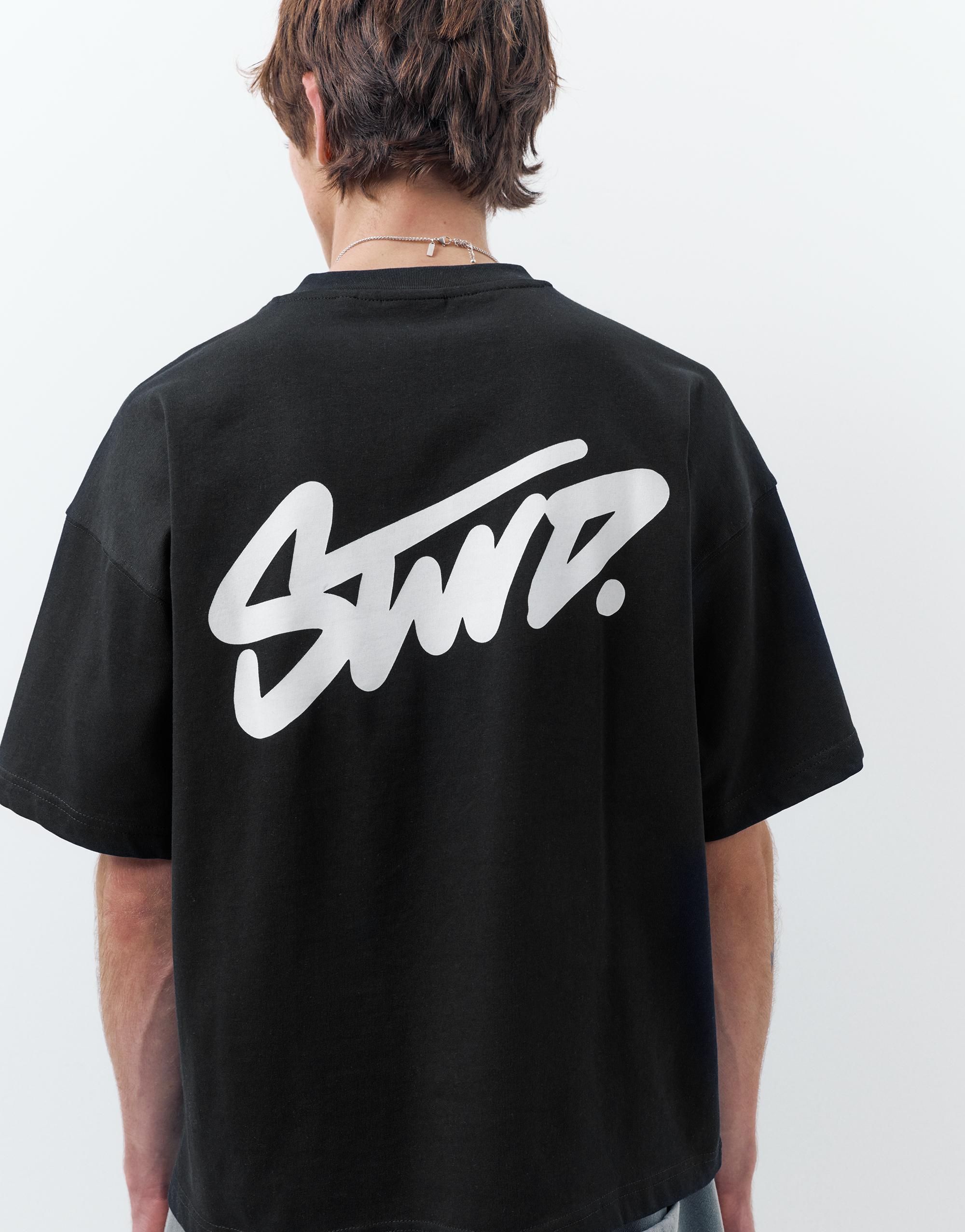 STWD logo boxy T-shirt — Black