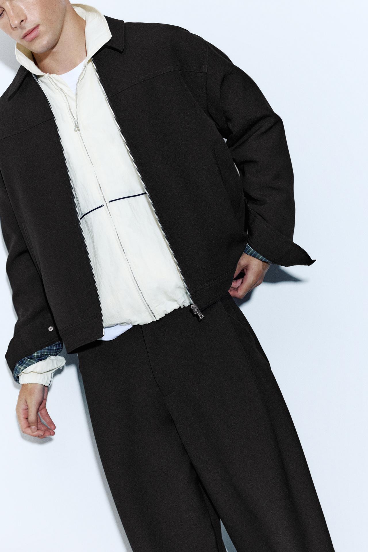 Tailored fit jacket with zip — Black