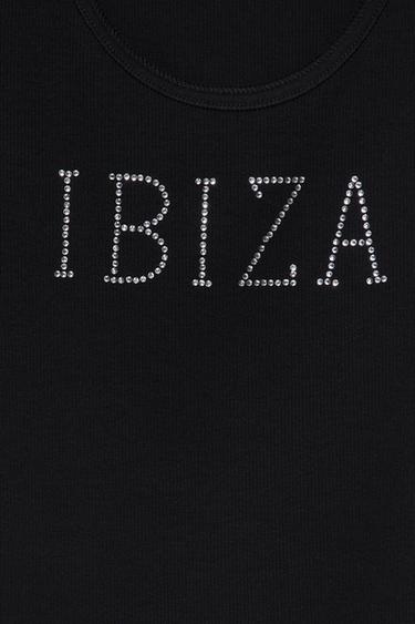 Ibiza rhinestone tank top — Black 7