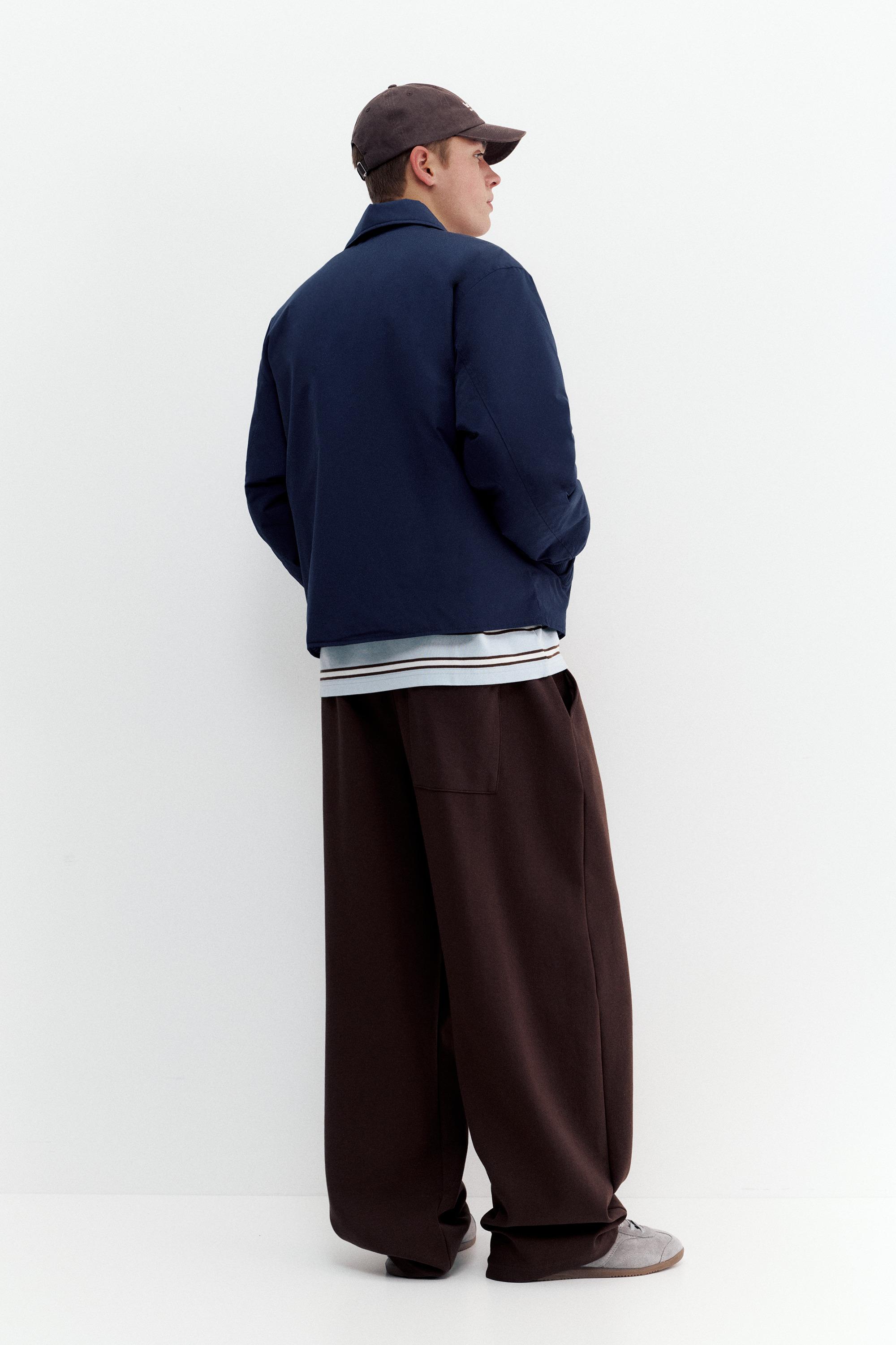 Bomber jacket with shirt collar — Dark navy