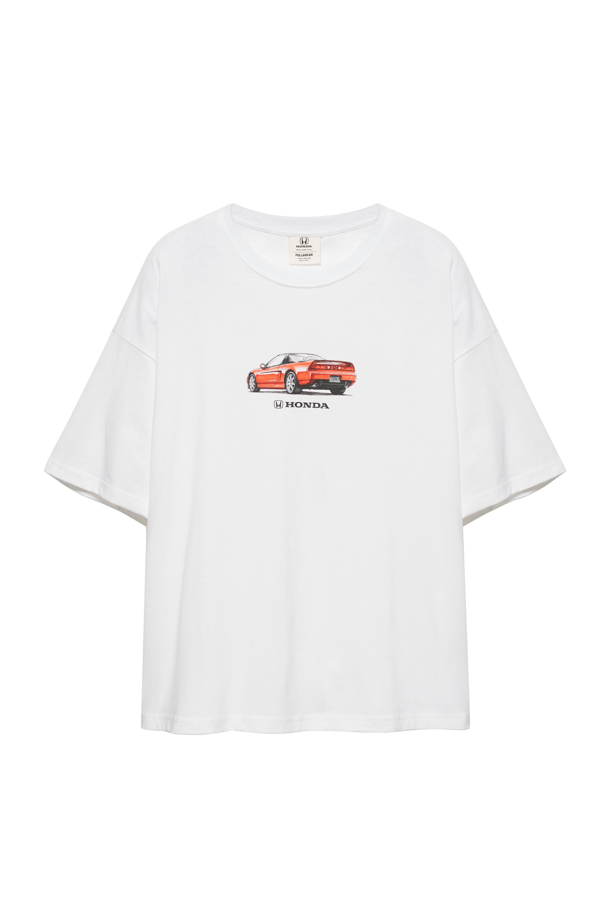 Pull&Bear Honda araba grafikli tişört görsel 4