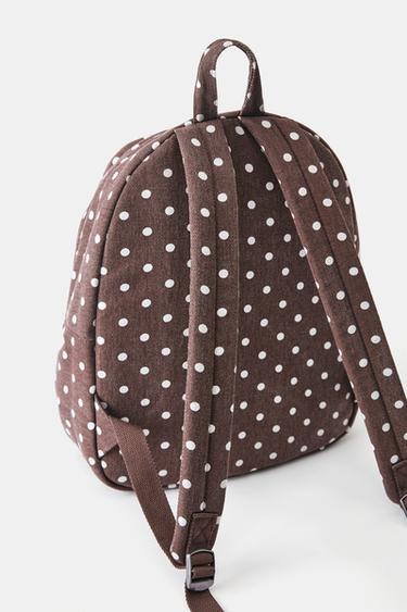 Canvas polka dot backpack — Brown 4
