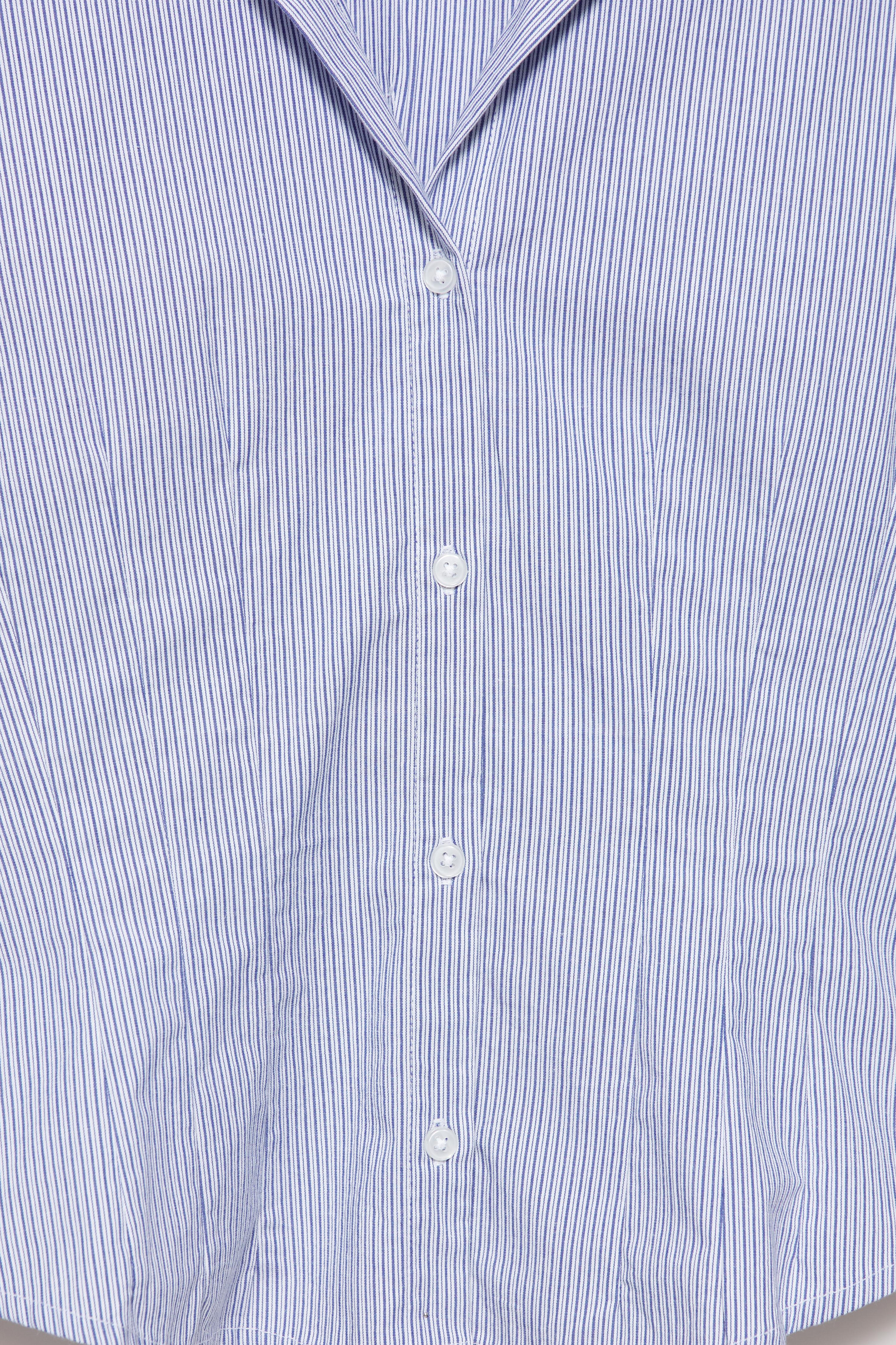 Fitted wide-cuff shirt — Blue/White
