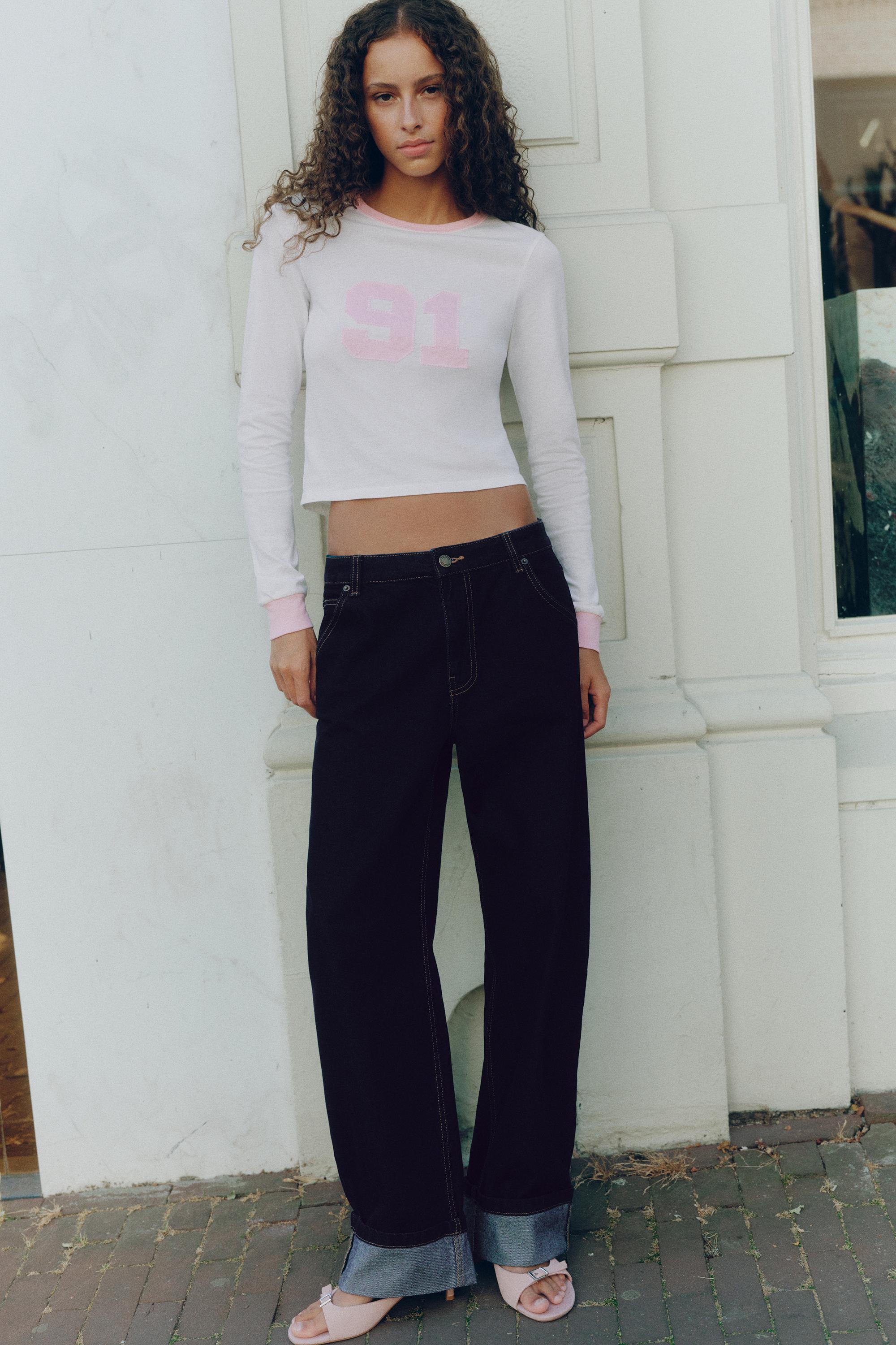 Turn-up hem jeans — Dark navy