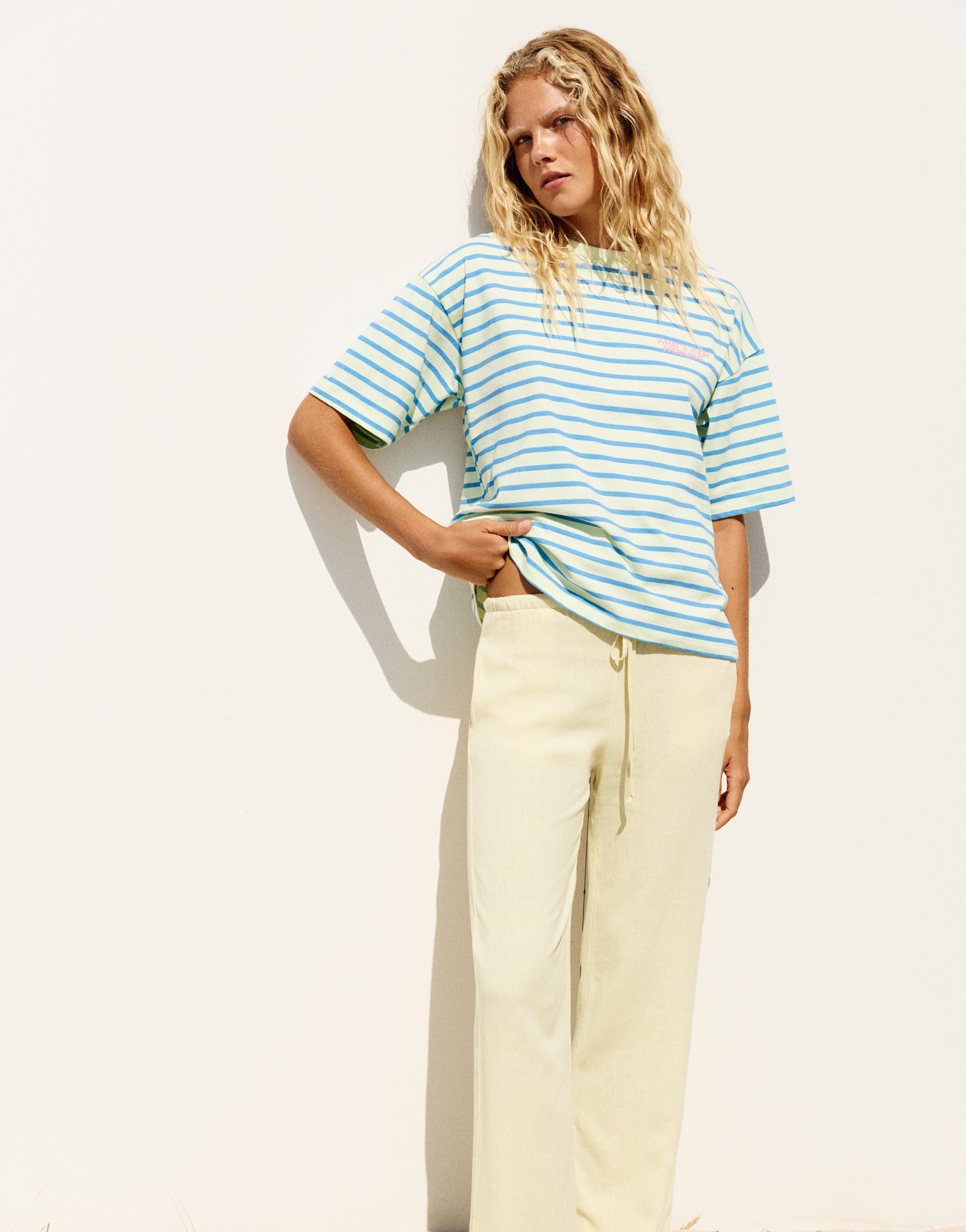 Linen blend joggers — Yellow