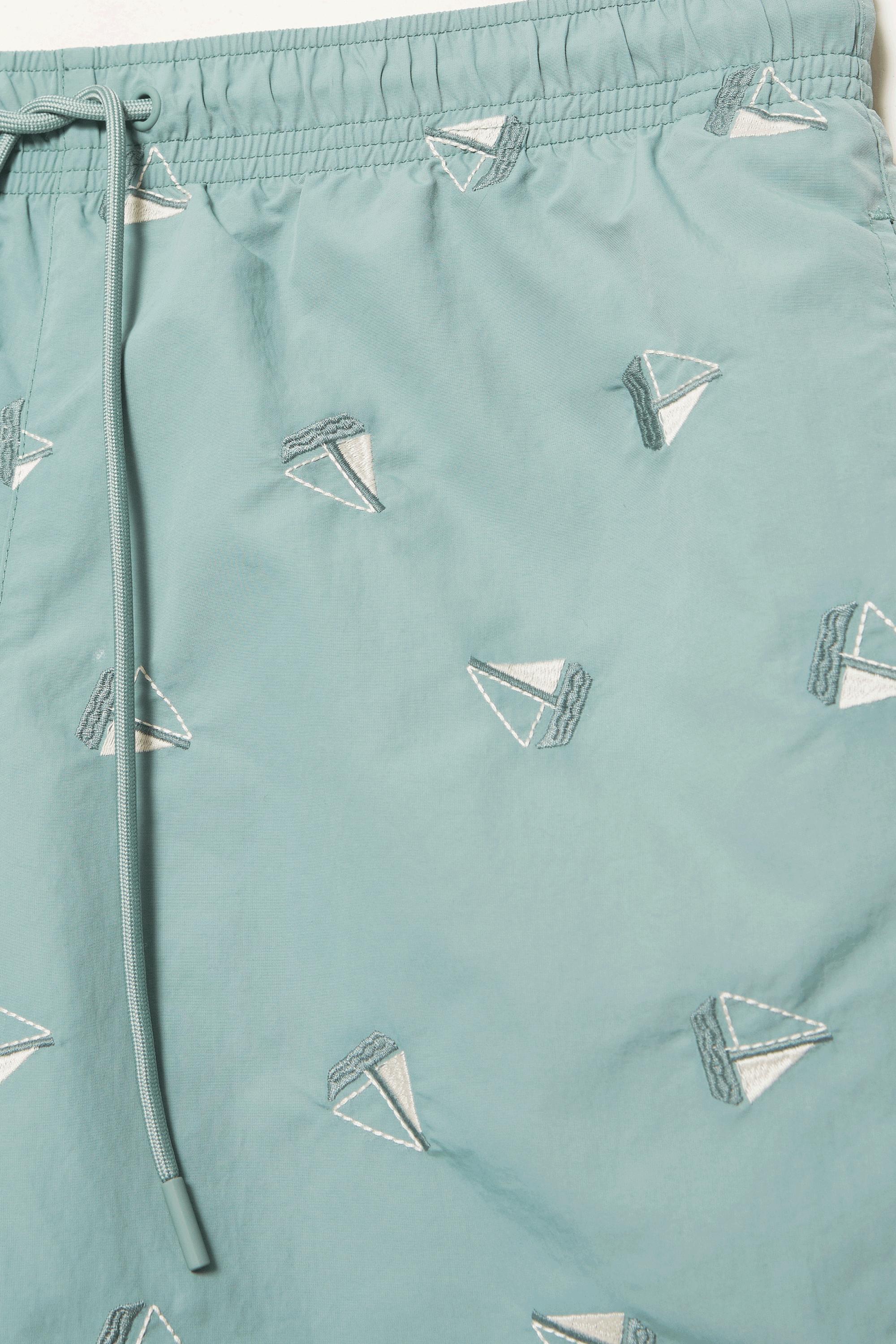 Embroidered board shorts — Greenish